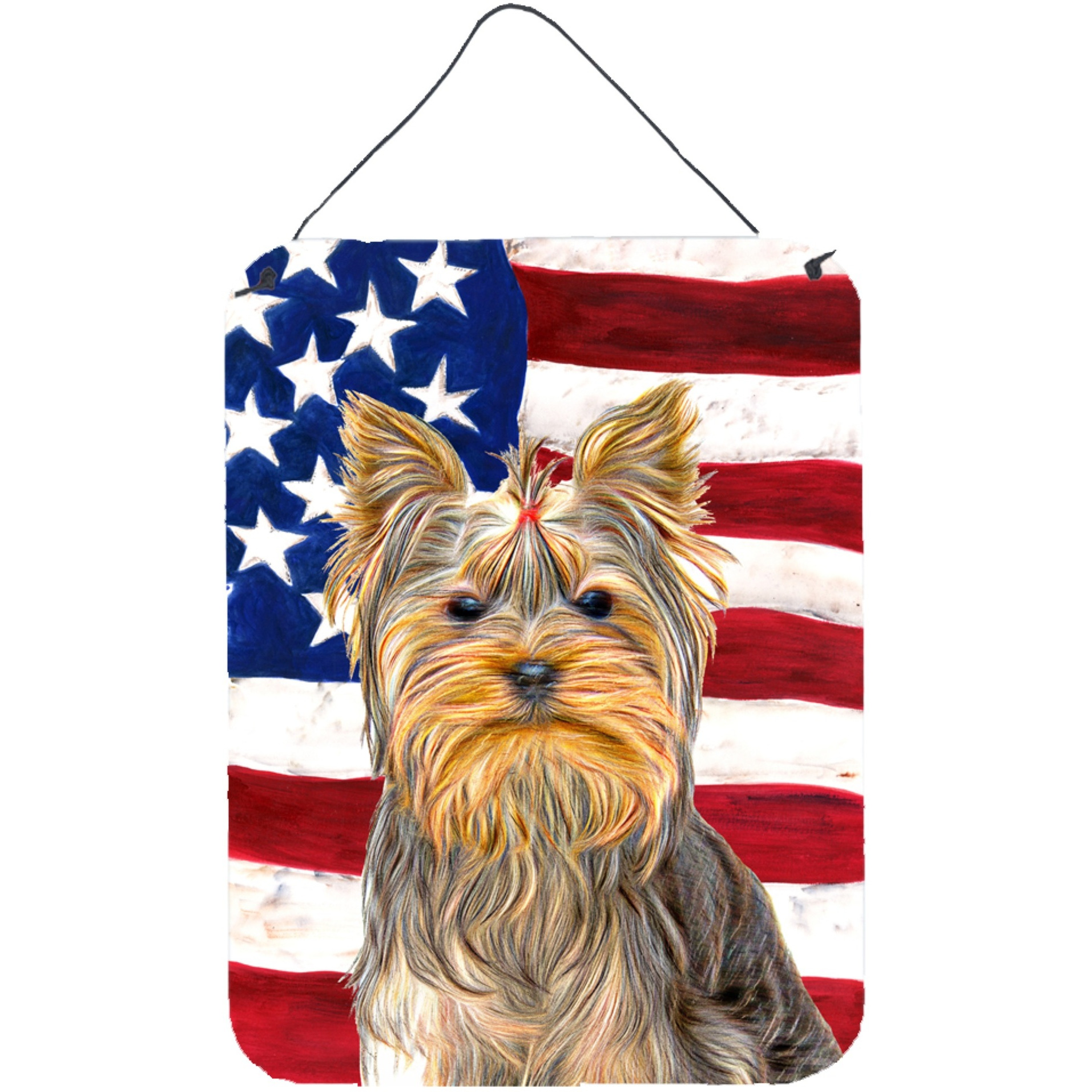 &quotCaroline's Treasures Usa American Flag with Yorkie/Yorkshire Terrier Wall or Door Hanging Prints, 16"" x 12"""