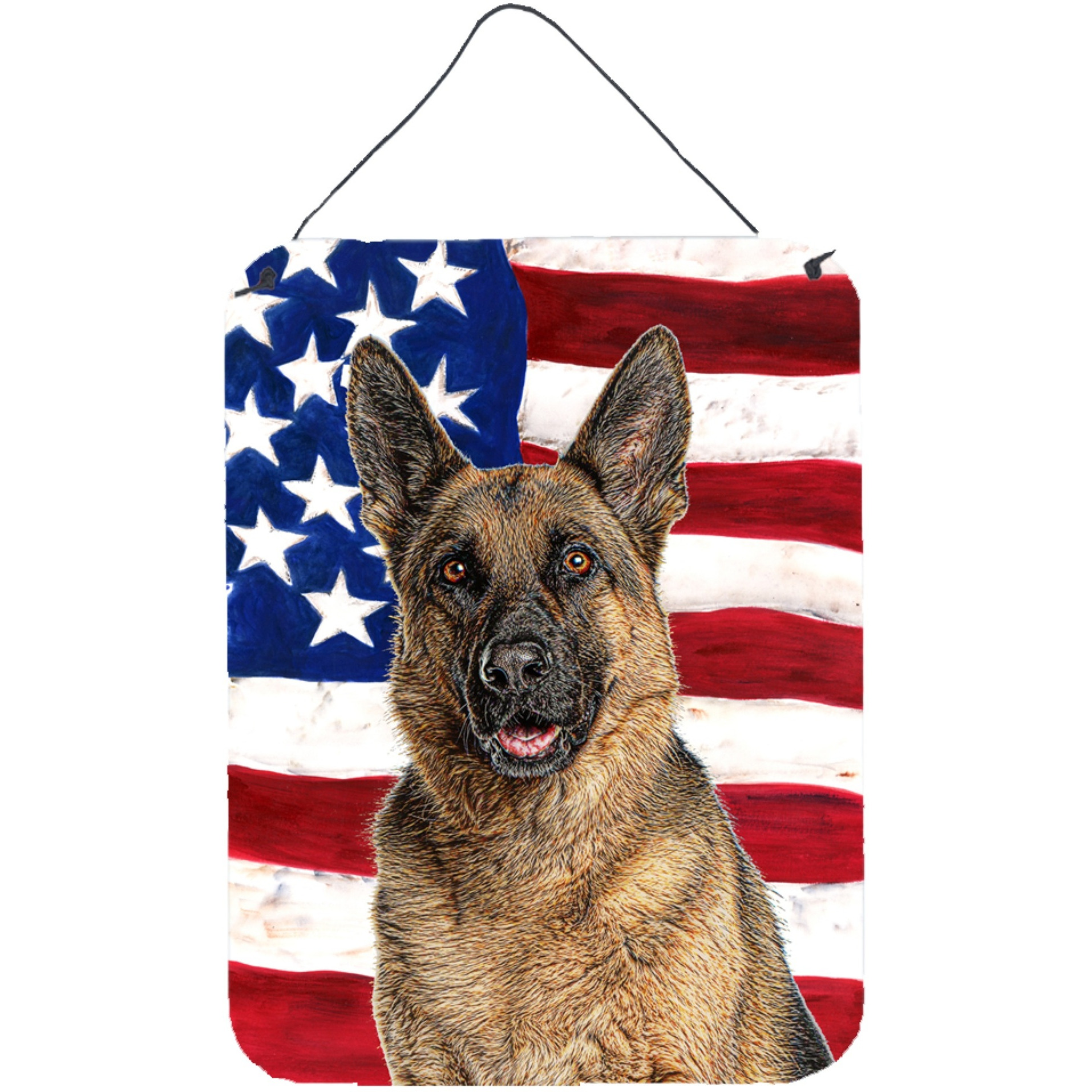 &quotCaroline's Treasures Usa American Flag with German Shepherd Wall or Door Hanging Prints, 16"" x 12"""
