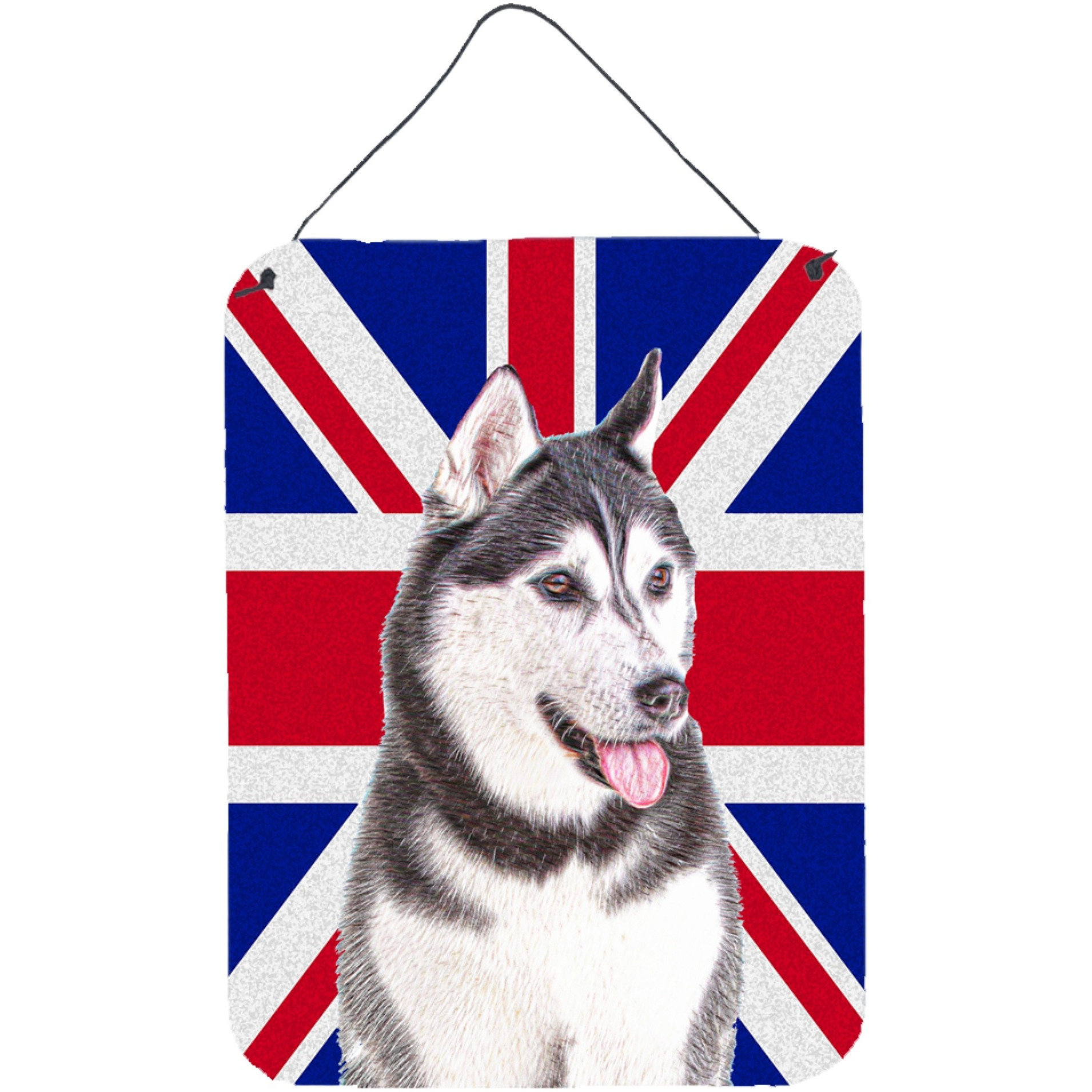 &quotCaroline's Treasures KJ1161DS1216 Alaskan Malamute with English Union Jack British Flag Wall or Door Hanging Prints, 16"" x 12"""