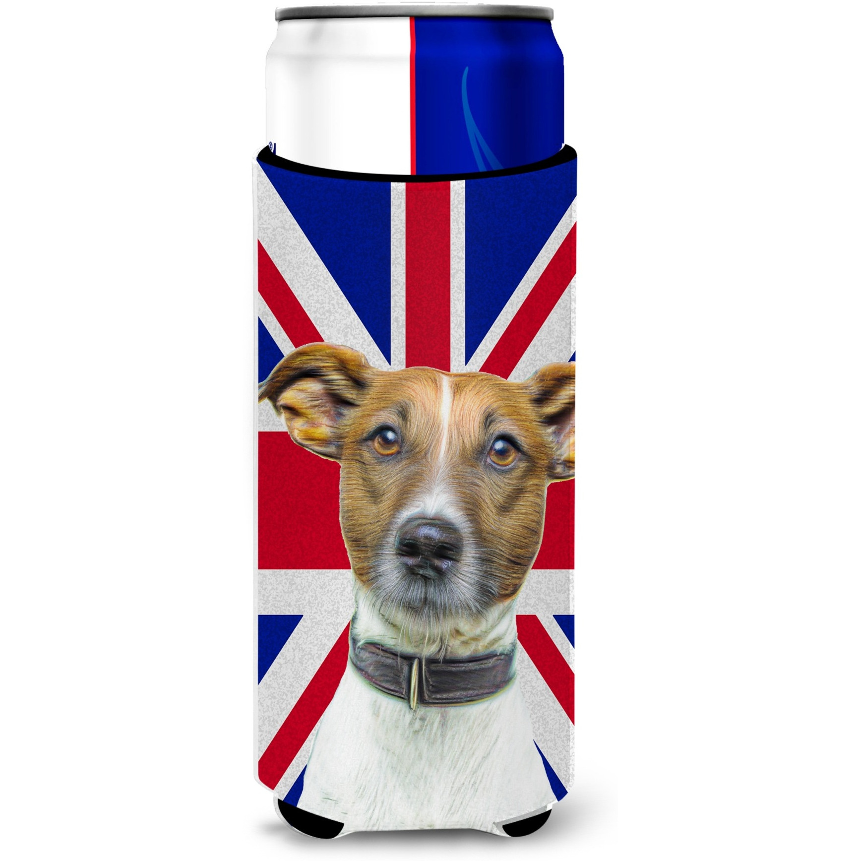 Jack Russell Terrier with English Union Jack British Flag Ultra Beverage Insulators for slim cans KJ1162MUK