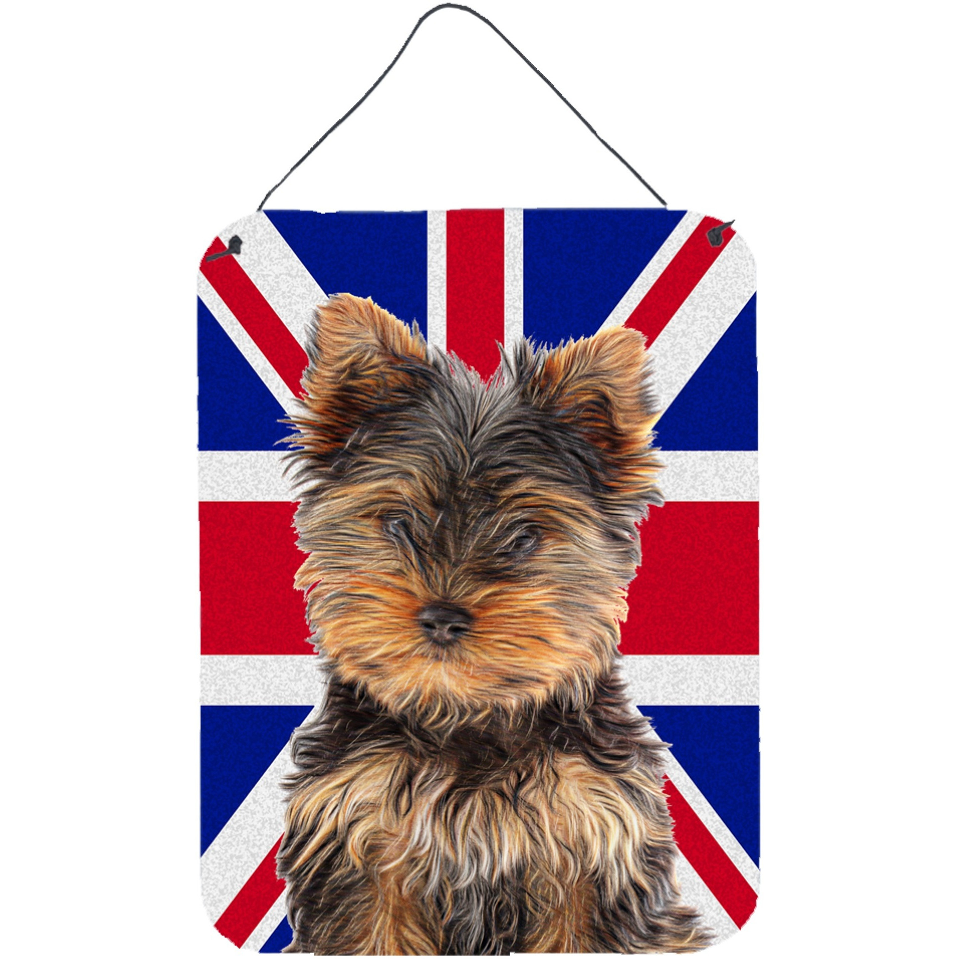 &quotCaroline's Treasures Yorkie Puppy/Yorkshire Terrier with English Union Jack British Flag Wall or Door Hanging Prints, 16"" x 12"""
