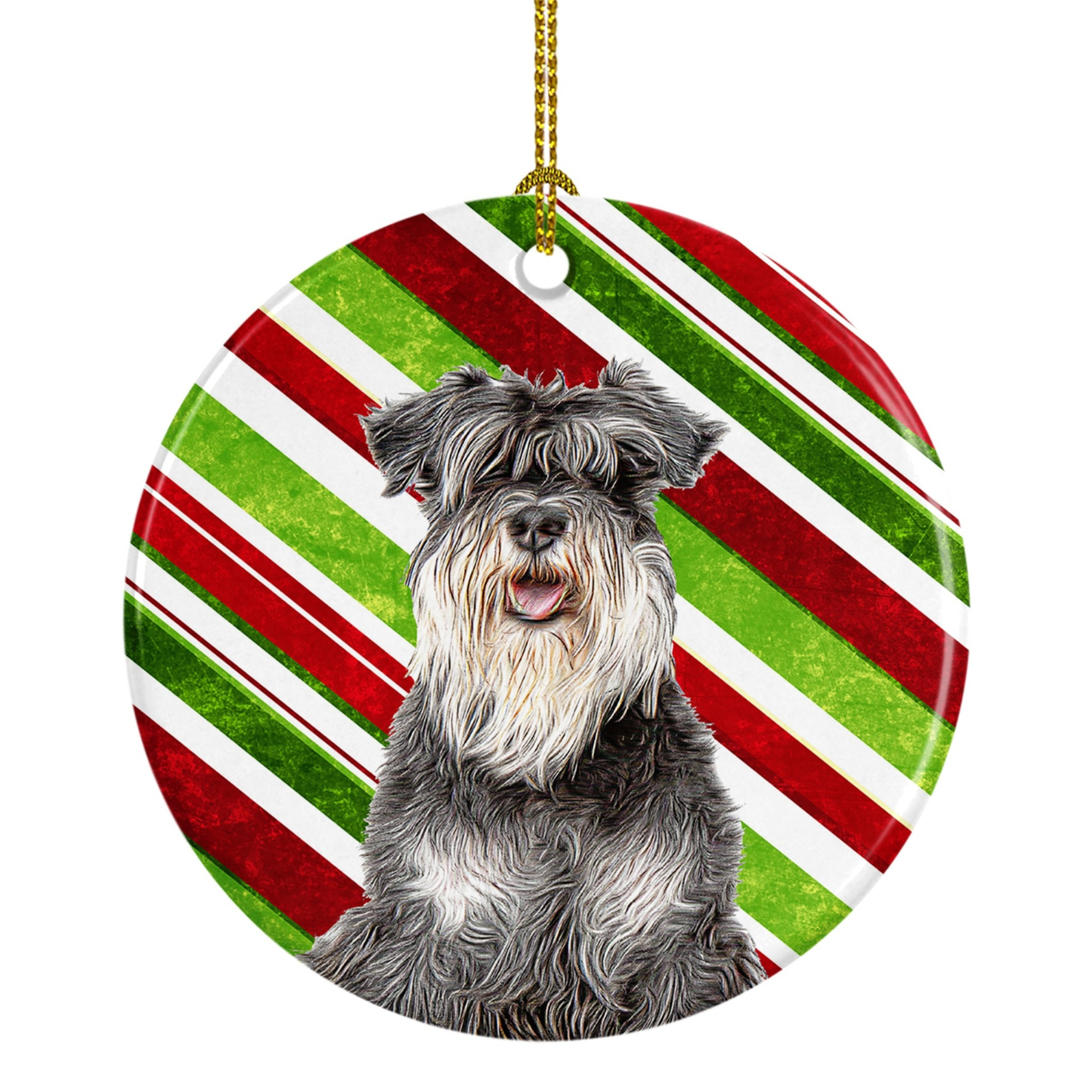Candy Cane Holiday Christmas Schnauzer Ceramic Ornament KJ1171CO1