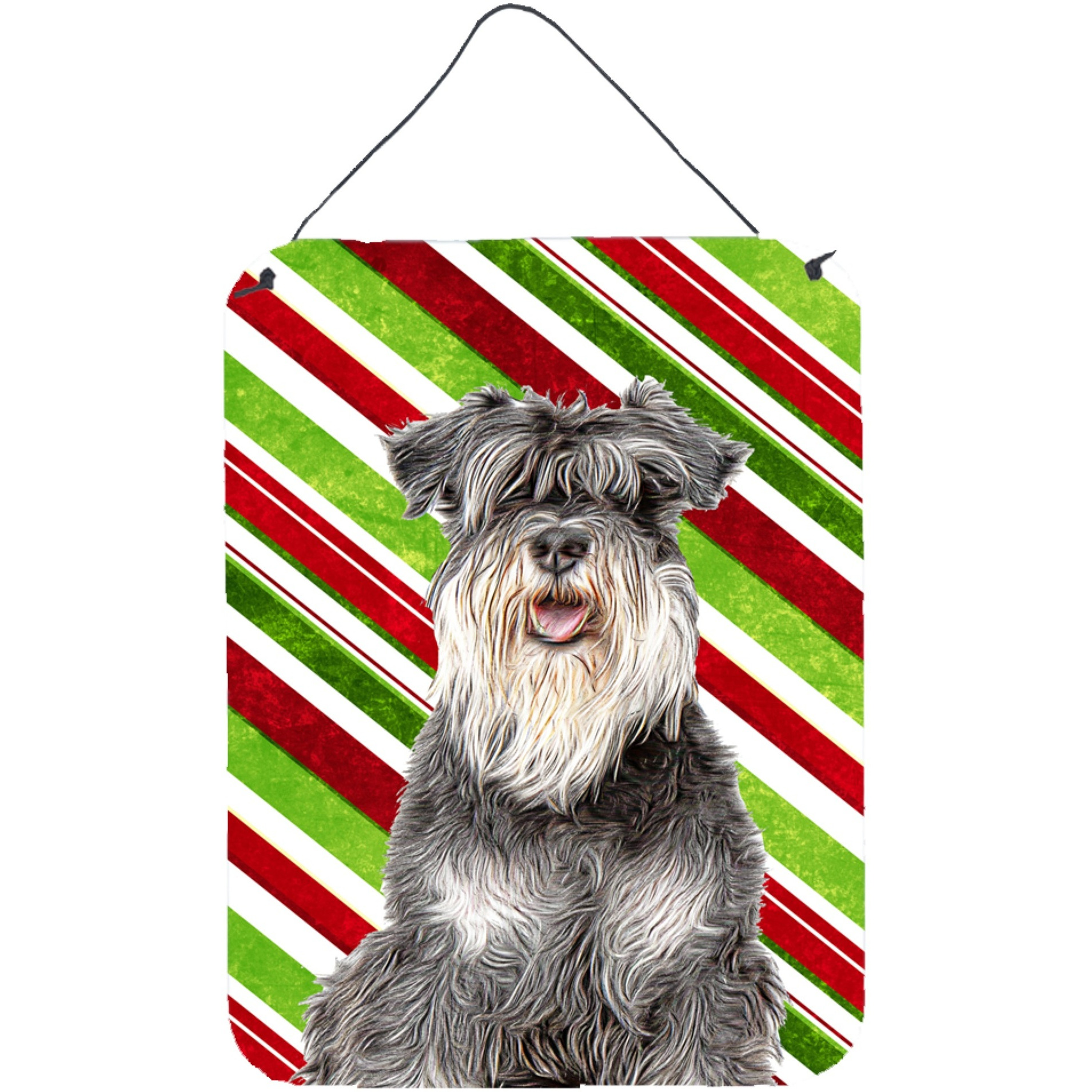 &quotCaroline's Treasures KJ1171DS1216 Candy Cane Holiday Christmas Schnauzer Wall or Door Hanging Prints, 16"" x 12"""