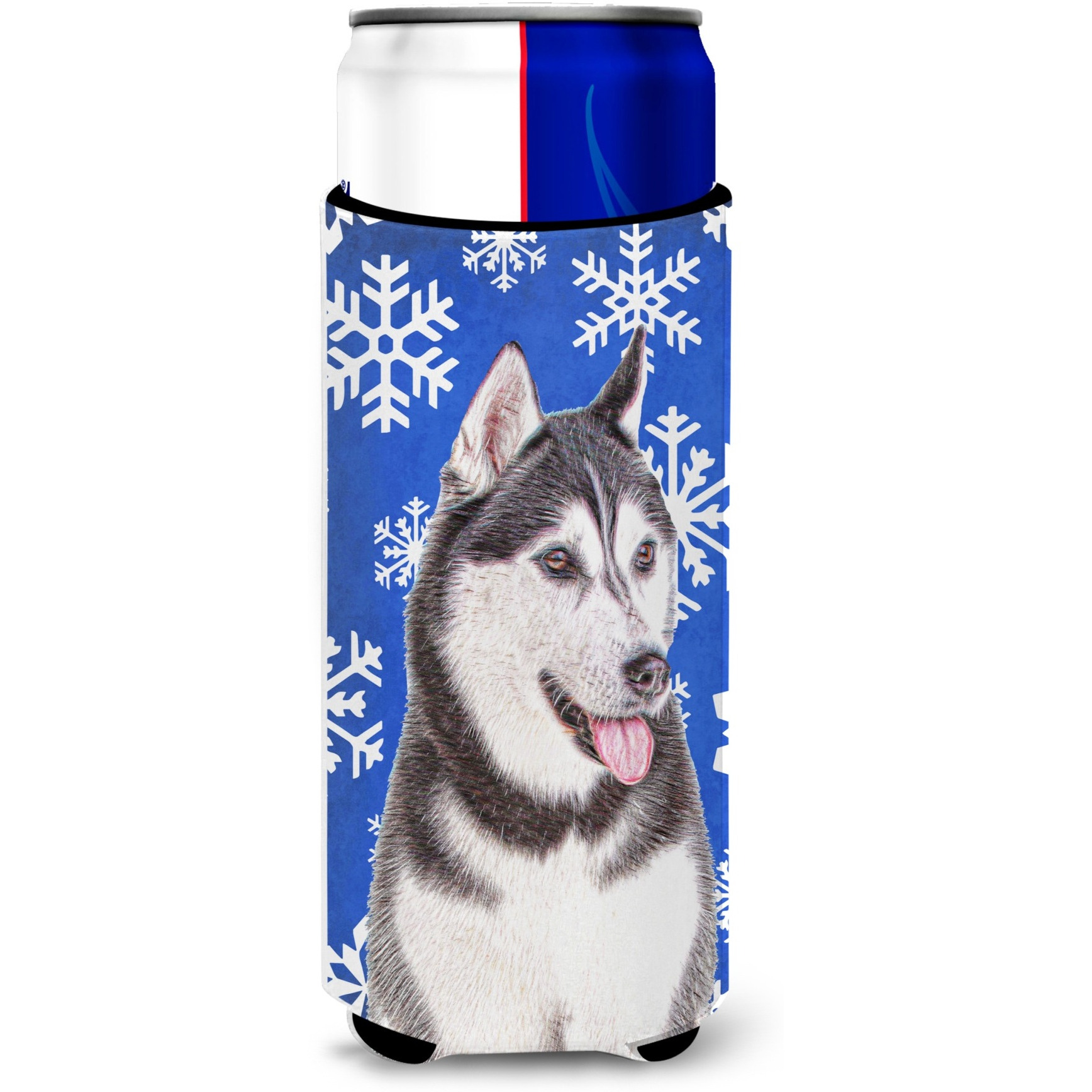 Winter Snowflakes Holiday Alaskan Malamute Ultra Beverage Insulators for slim cans KJ1175MUK