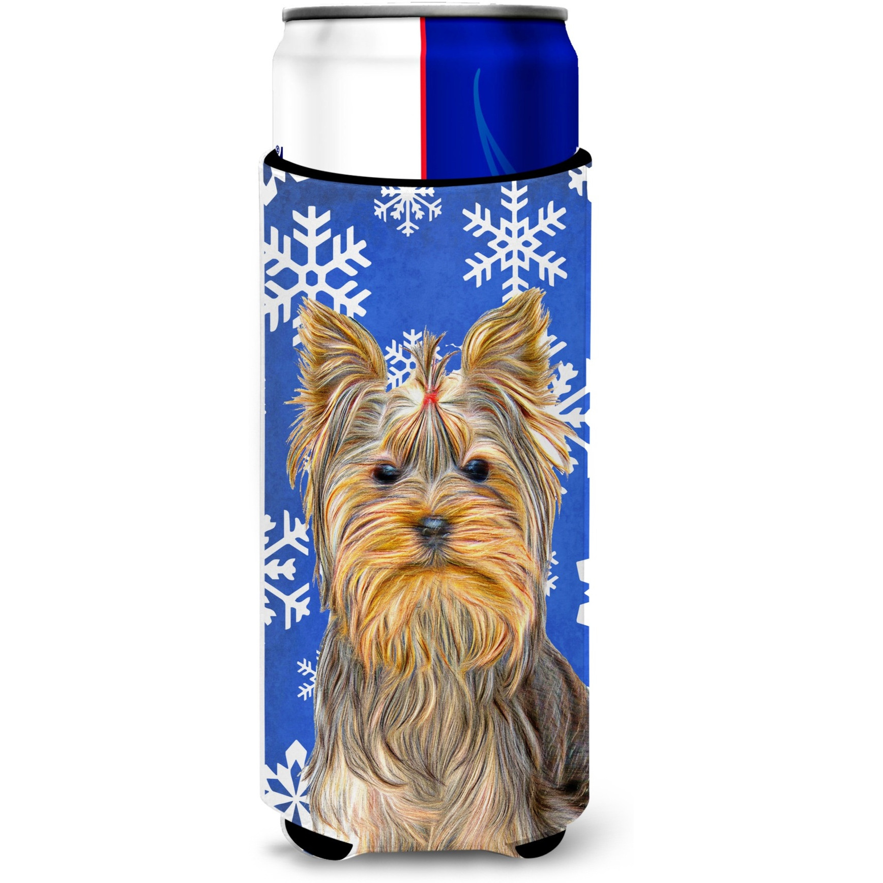 Winter Snowflakes Holiday Yorkie / Yorkshire Terrier Ultra Beverage Insulators for slim cans KJ1177MUK