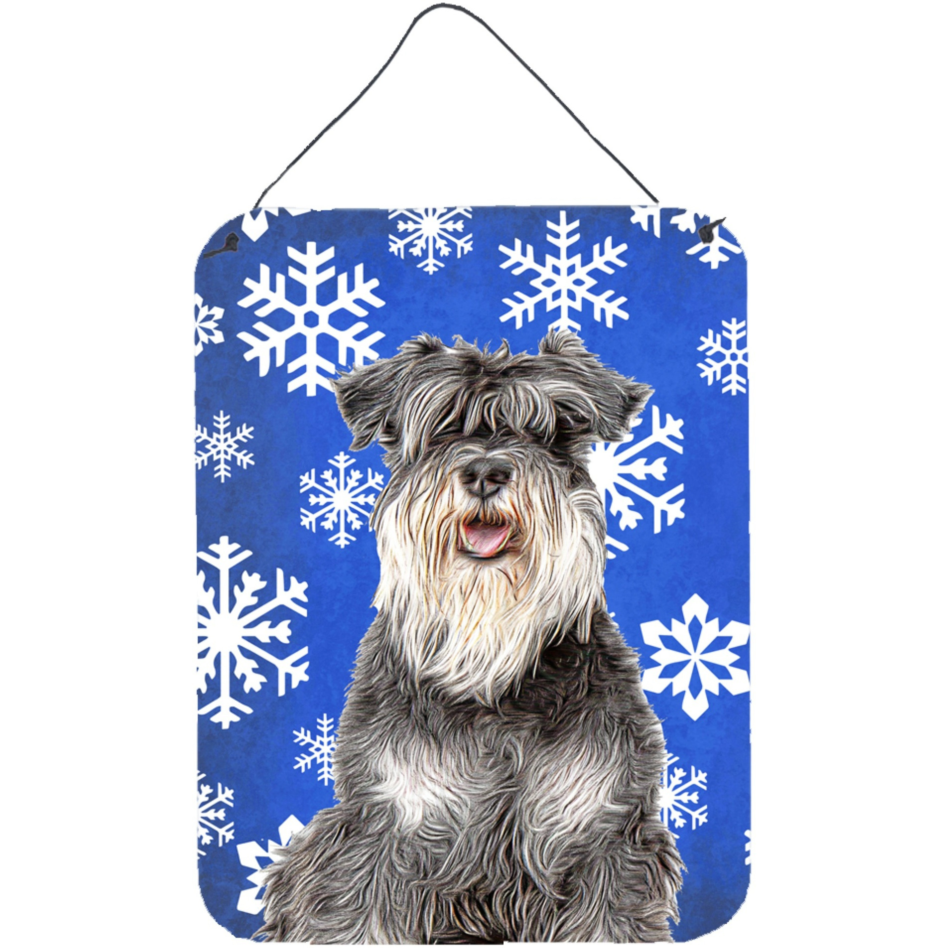 &quotCaroline's Treasures KJ1178DS1216 Winter Snowflakes Holiday Schnauzer Wall or Door Hanging Prints, 16"" x 12"""