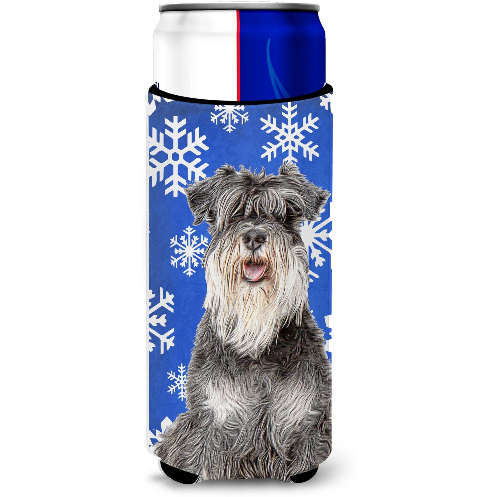 Winter Snowflakes Holiday Schnauzer Ultra Beverage Insulators for slim cans KJ1178MUK