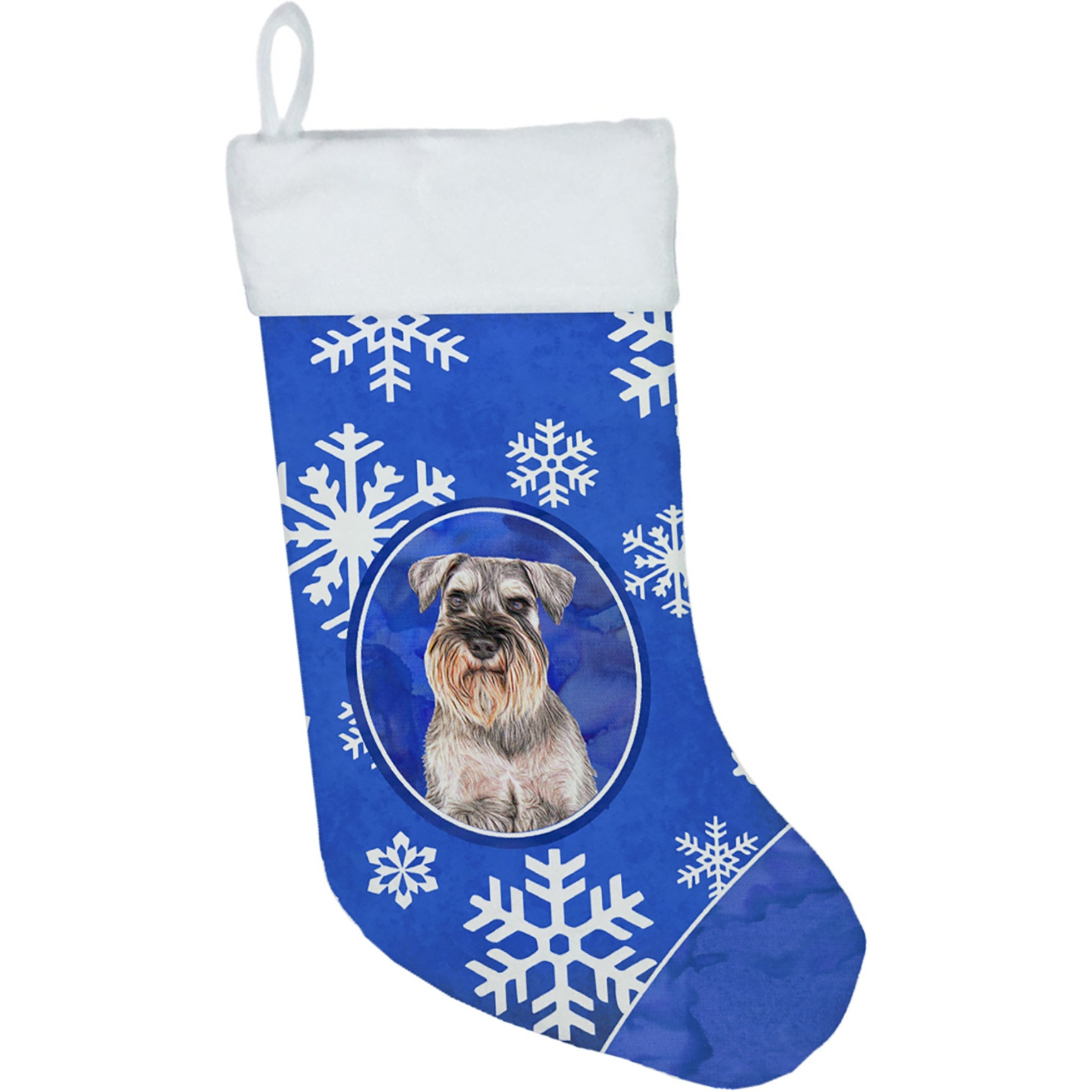 &quotCaroline's Treasures KJ1179CS Winter Snowflakes Holiday Schnauzer Christmas Stocking, 11 x 18"", Mulitcolor"