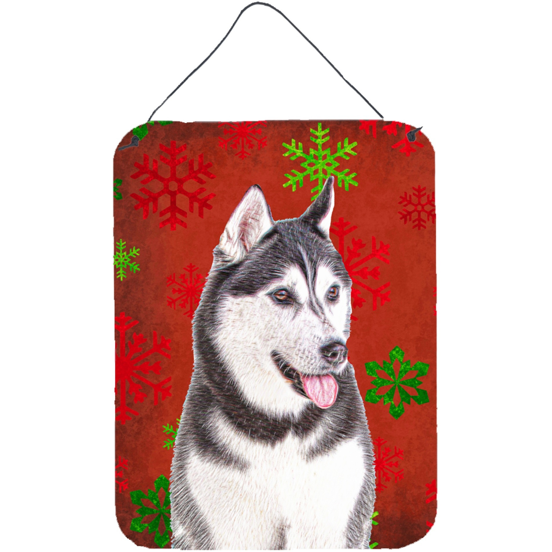 &quotCaroline's Treasures Red Snowflakes Holiday Christmas Alaskan Malamute Wall or Door Hanging Prints, 16"" x 12"""