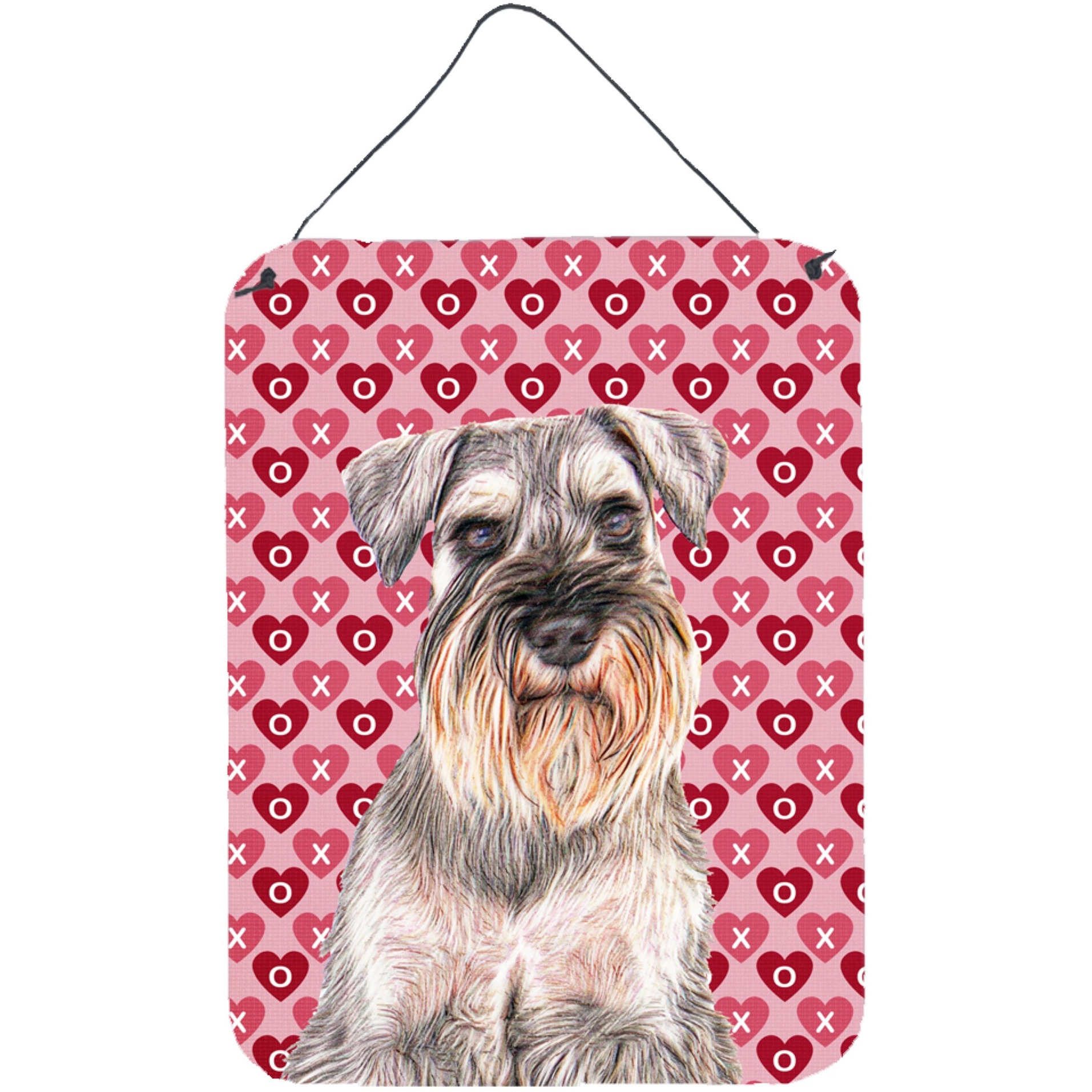 &quotCaroline's Treasures KJ1193DS1216 Hearts Love and Valentine's Day Schnauzer Wall or Door Hanging Prints, 16"" x 12"""