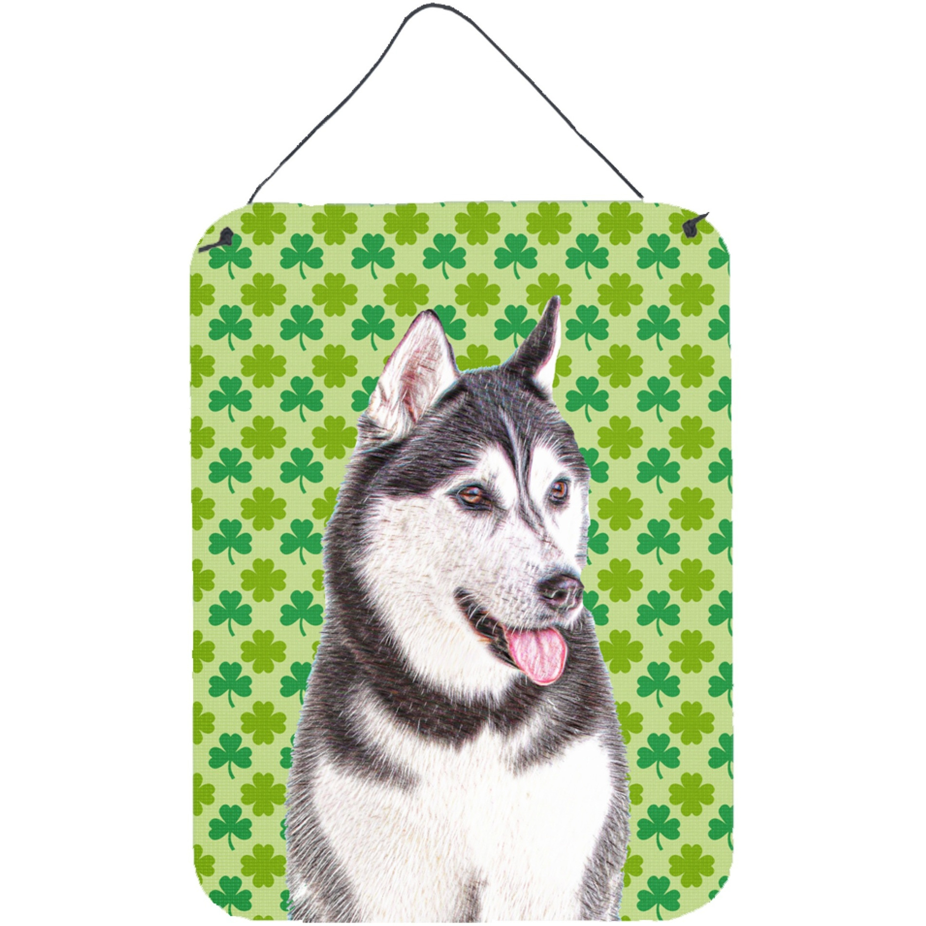 &quotCaroline's Treasures St. Patrick's Day Shamrock Alaskan Malamute Wall or Door Hanging Prints, 16"" x 12"""