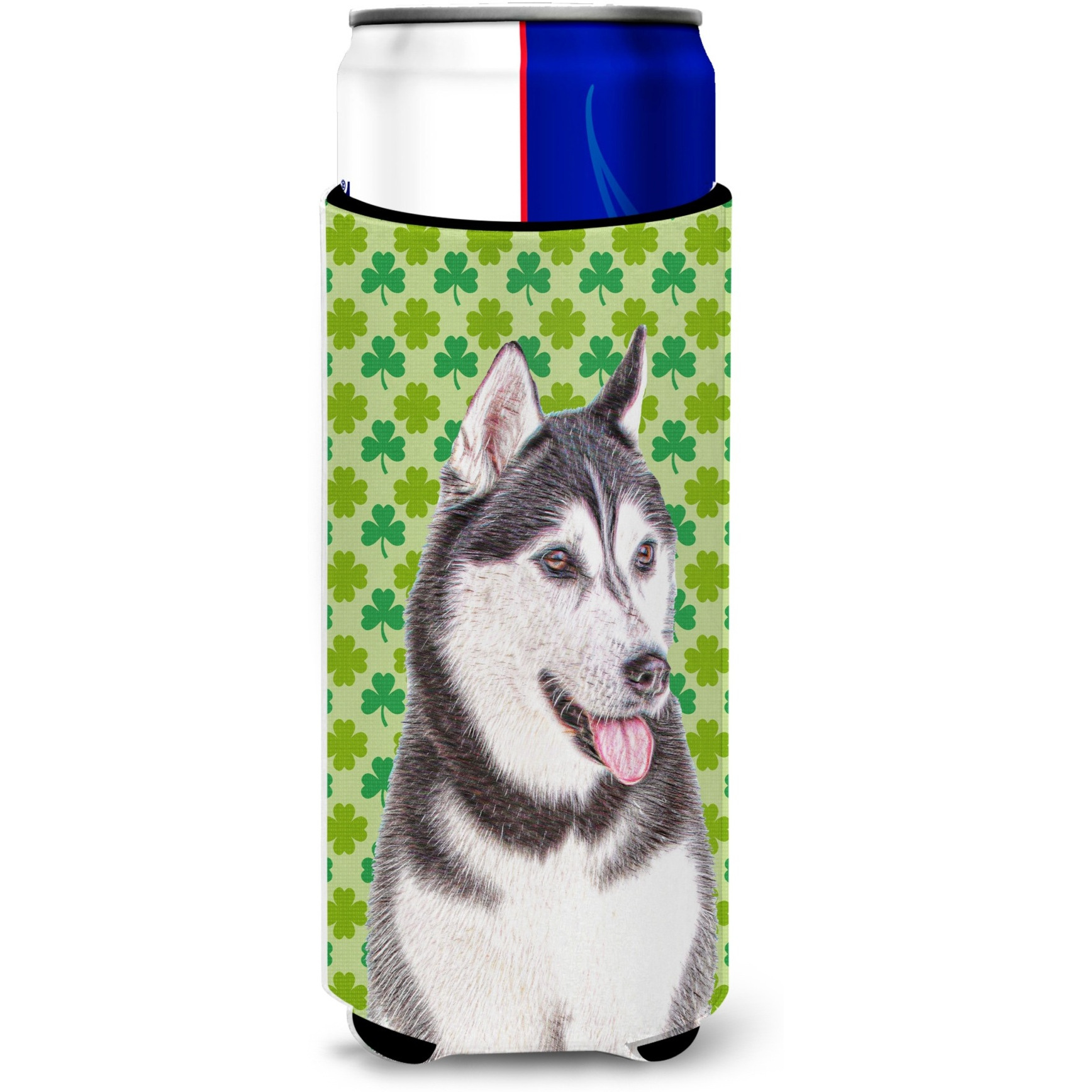 St. Patrick's Day Shamrock Alaskan Malamute Ultra Beverage Insulators for slim cans KJ1196MUK