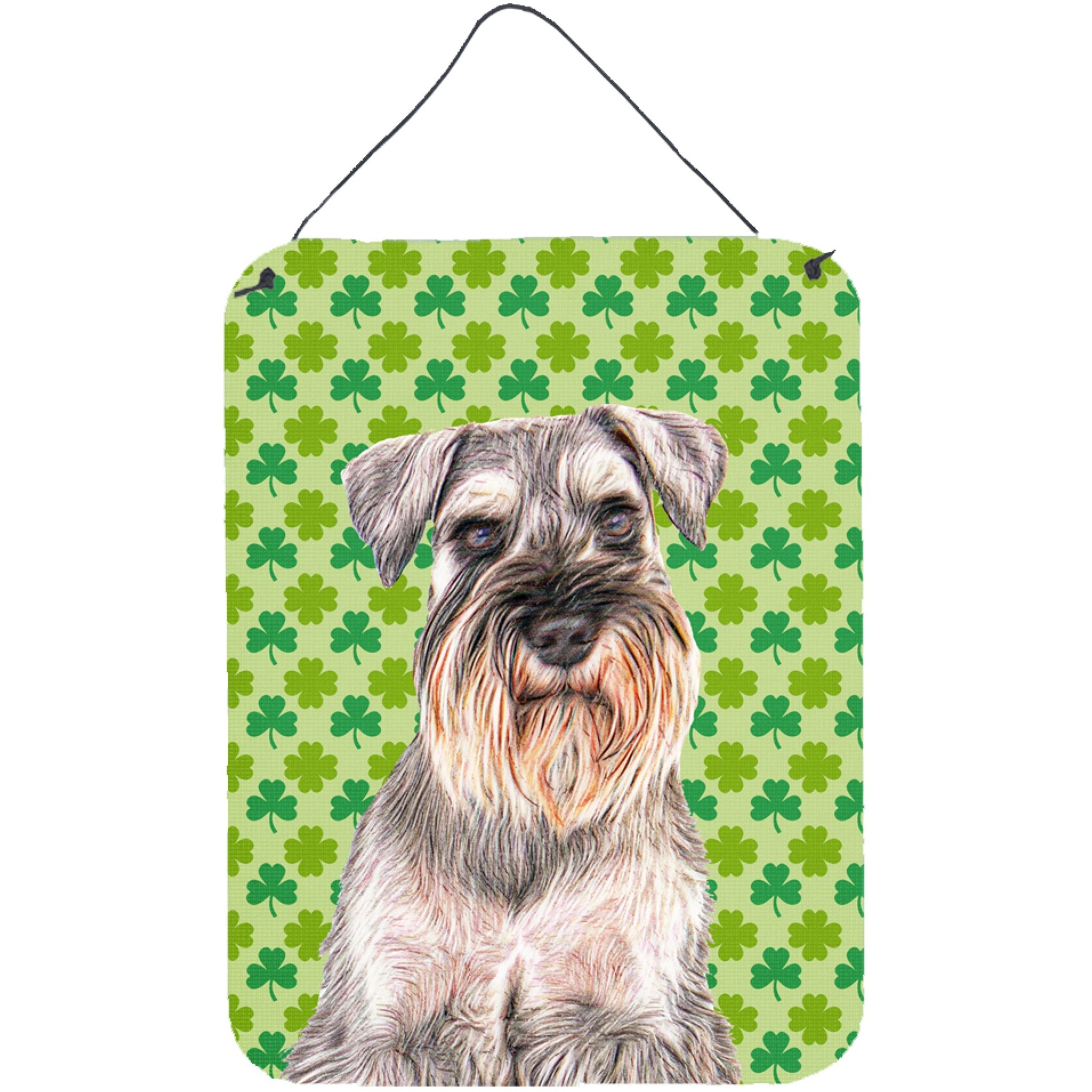 &quotCaroline's Treasures KJ1200DS1216 St. Patrick's Day Shamrock Schnauzer Wall or Door Hanging Prints, 16"" x 12"""