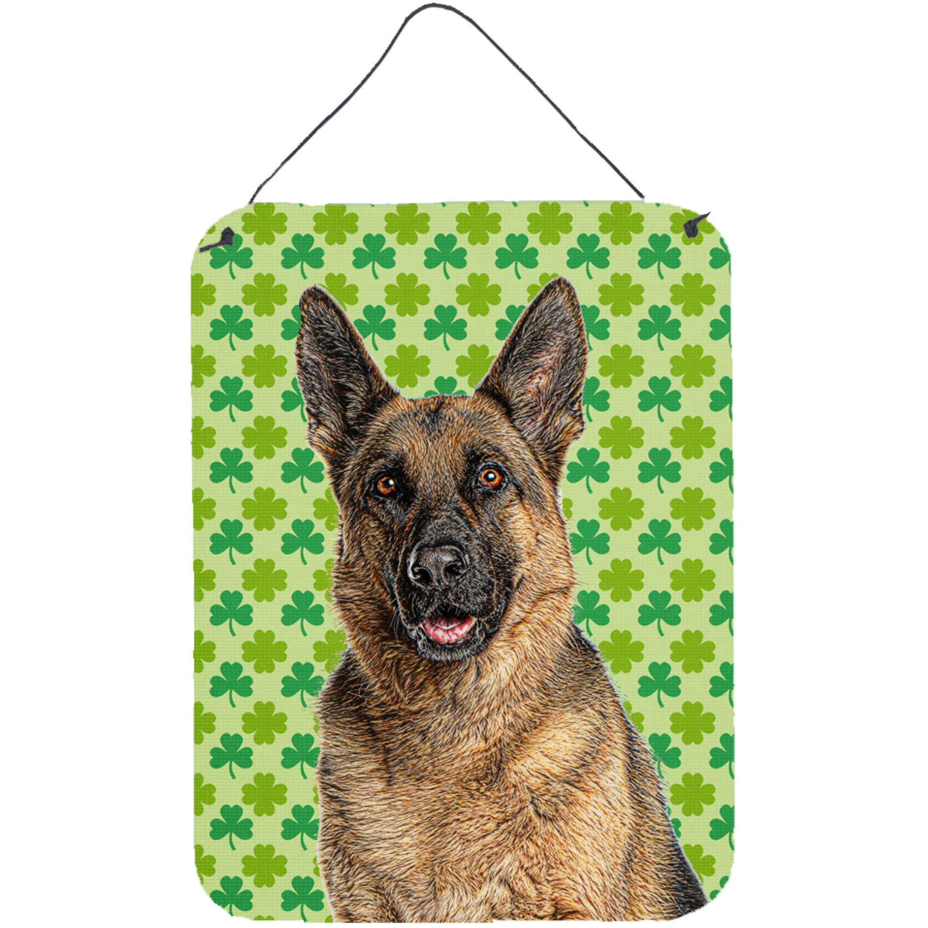 &quotCaroline's Treasures St. Patrick's Day Shamrock German Shepherd Wall or Door Hanging Prints, 16"" x 12"""
