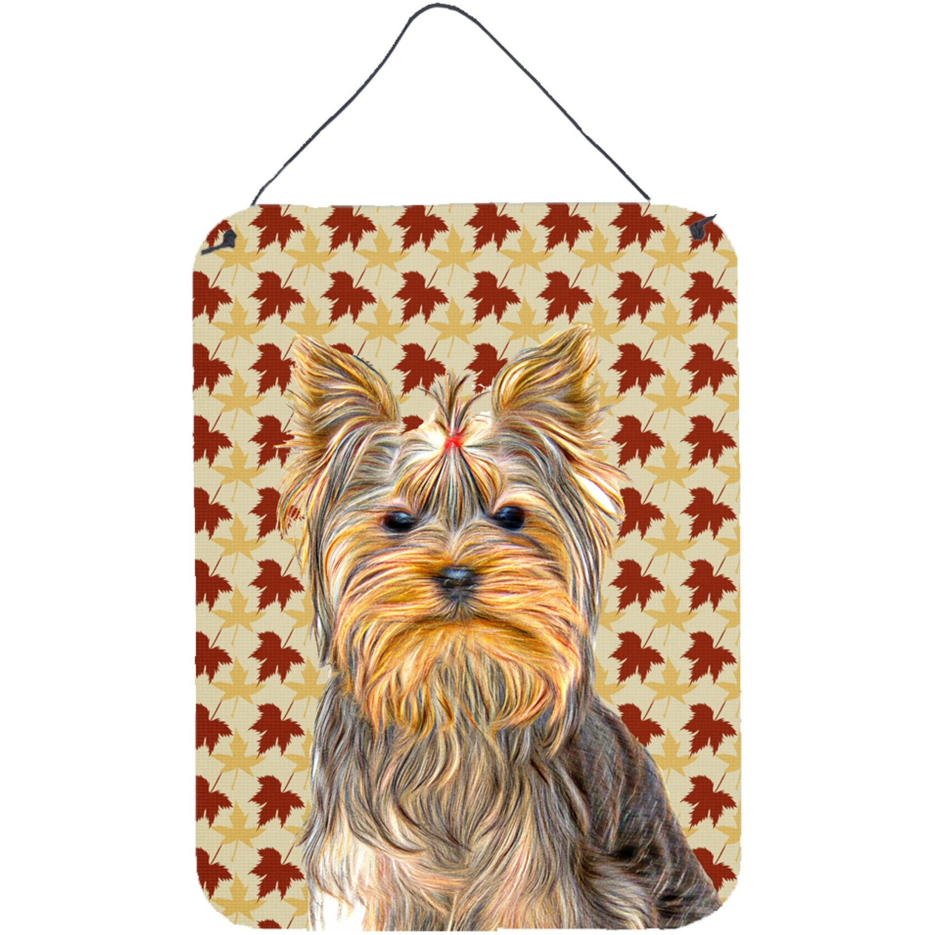 &quotCaroline's Treasures Fall Leaves Yorkie/Yorkshire Terrier Wall or Door Hanging Prints, 16"" x 12"""