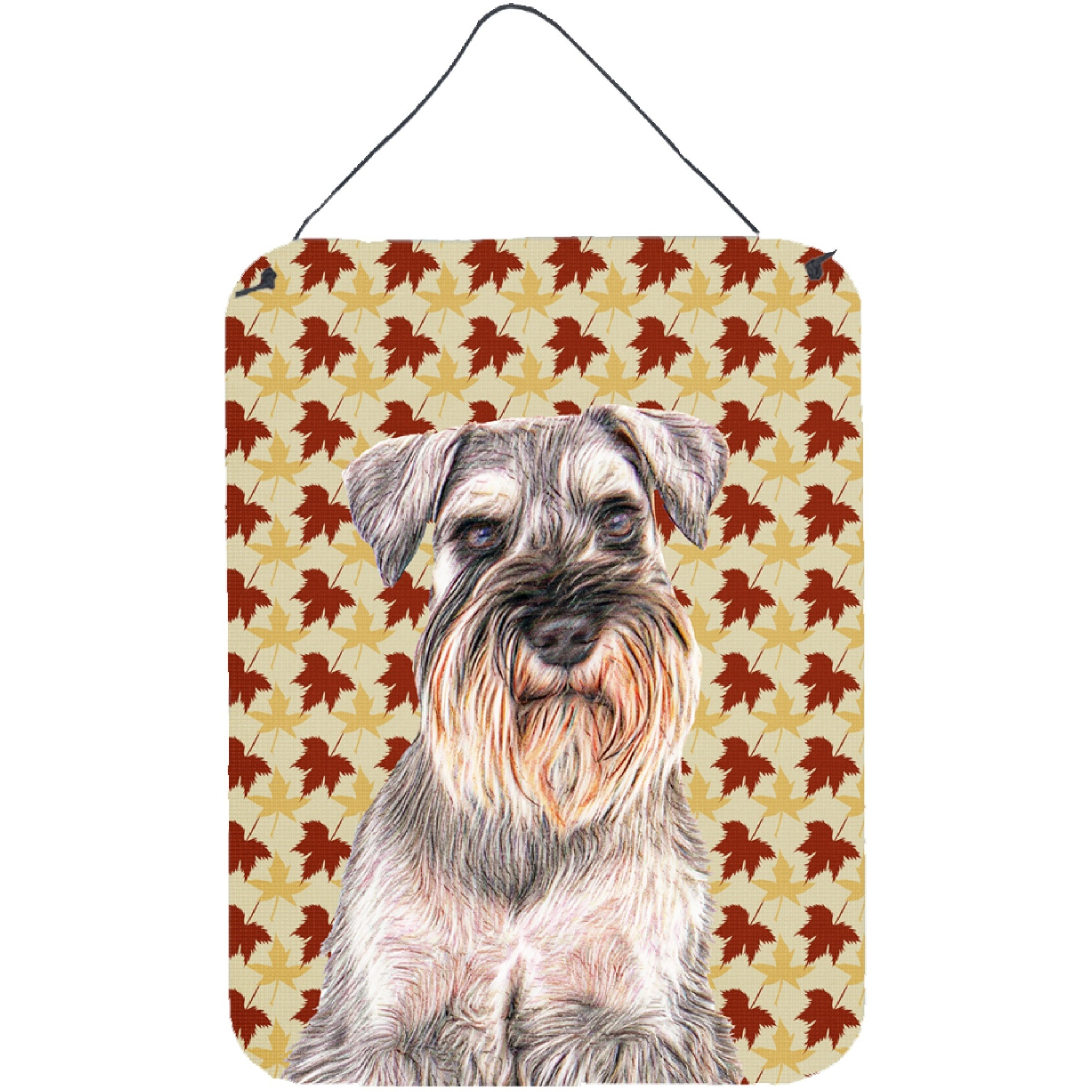 &quotCaroline's Treasures KJ1207DS1216 Fall Leaves Schnauzer Aluminium Metal Wall or Door Hanging Prints, 16"" x 12"""