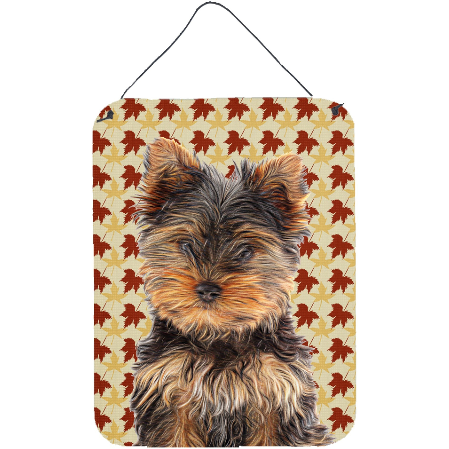 &quotCaroline's Treasures Fall Leaves Yorkie Puppy/Yorkshire Terrier Wall or Door Hanging Prints, 16"" x 12"""