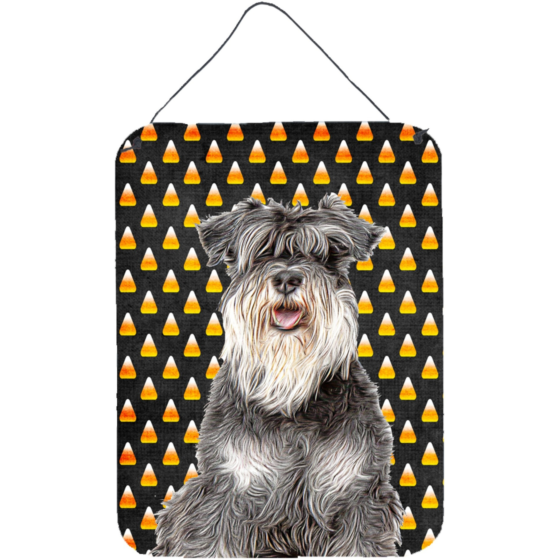 &quotCaroline's Treasures KJ1213DS1216 Candy Corn Halloween Schnauzer Wall or Door Hanging Prints, 16"" x 12"""