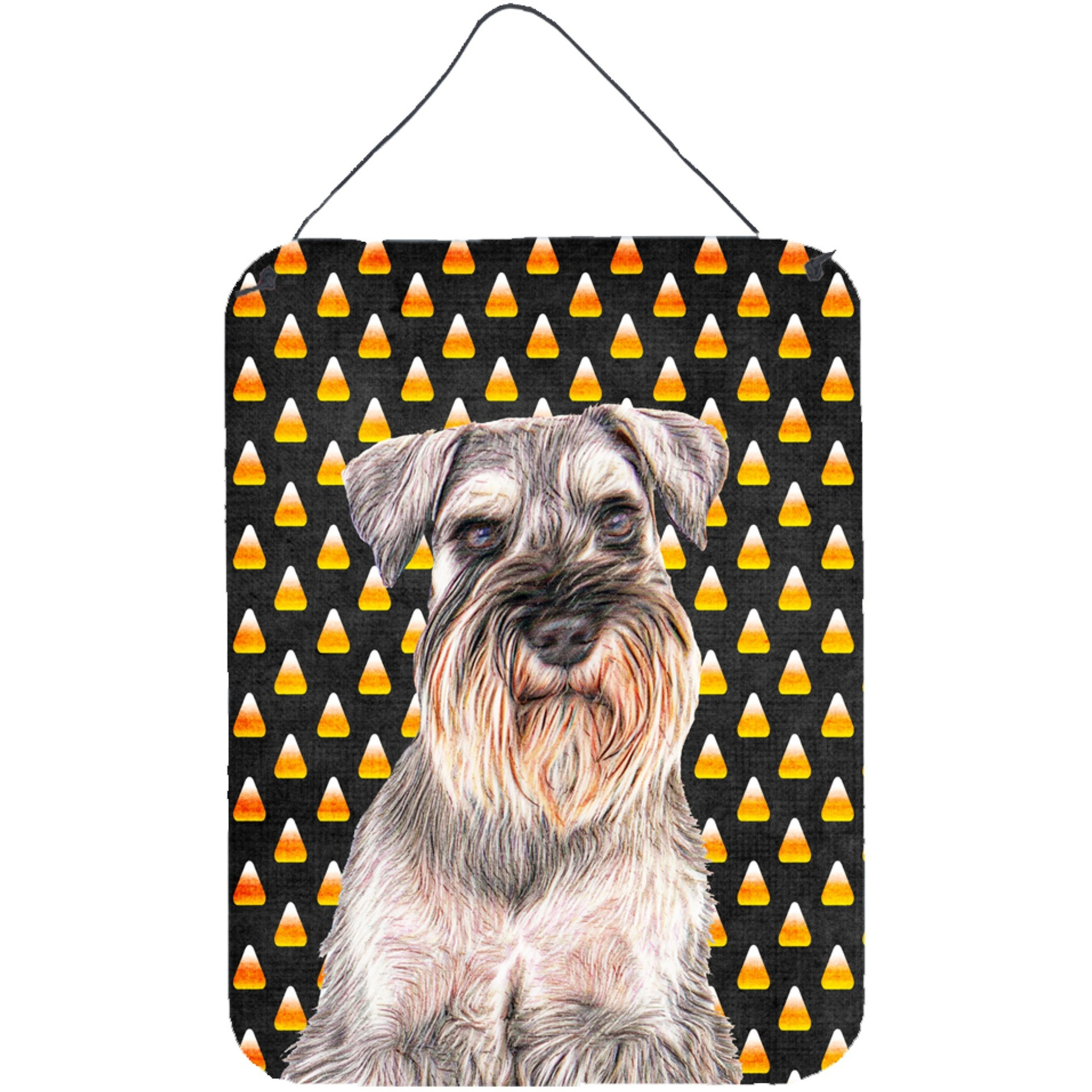 &quotCaroline's Treasures KJ1214DS1216 Candy Corn Halloween Schnauzer Wall or Door Hanging Prints, 16"" x 12"""