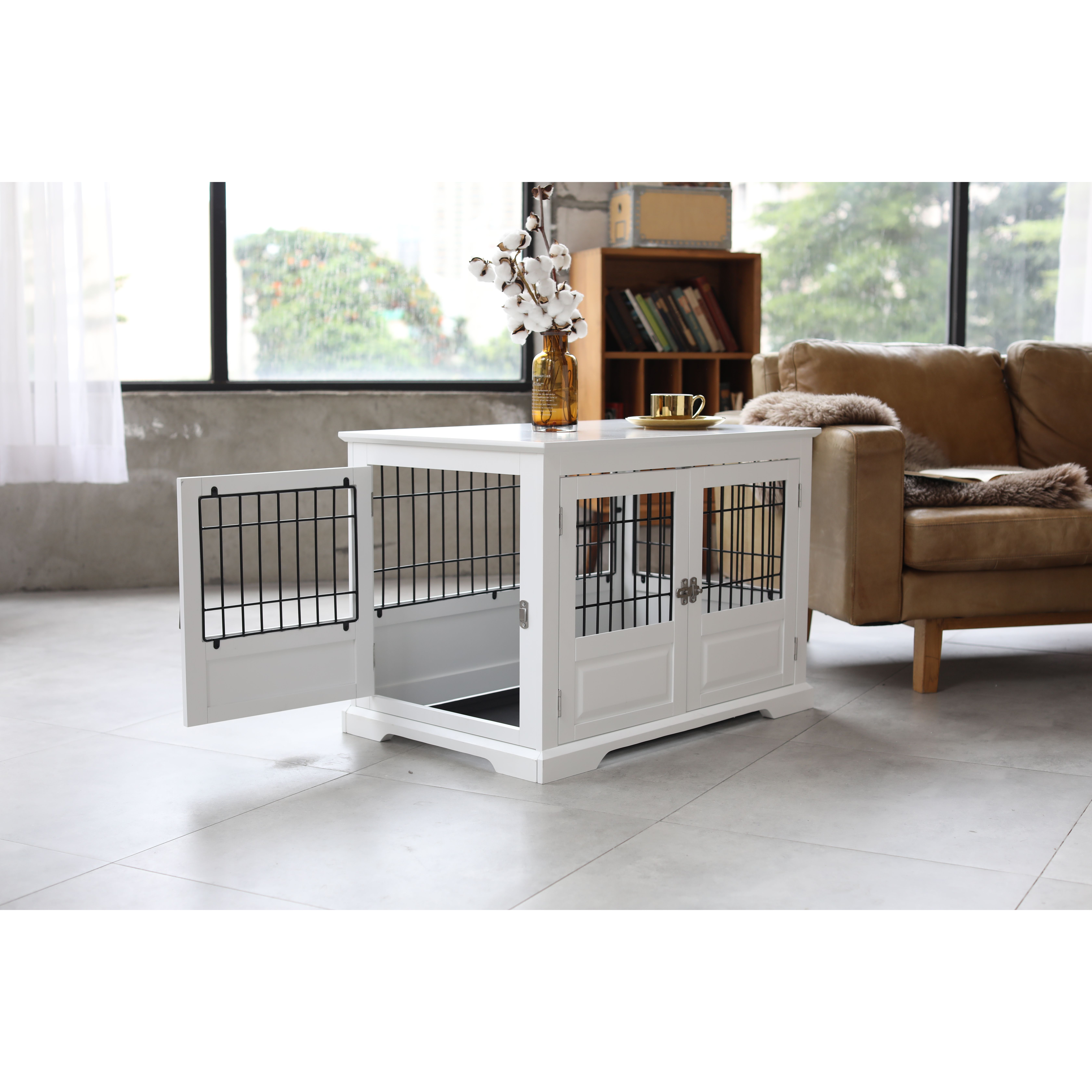 Fairview Triple Door Crate, Large, White