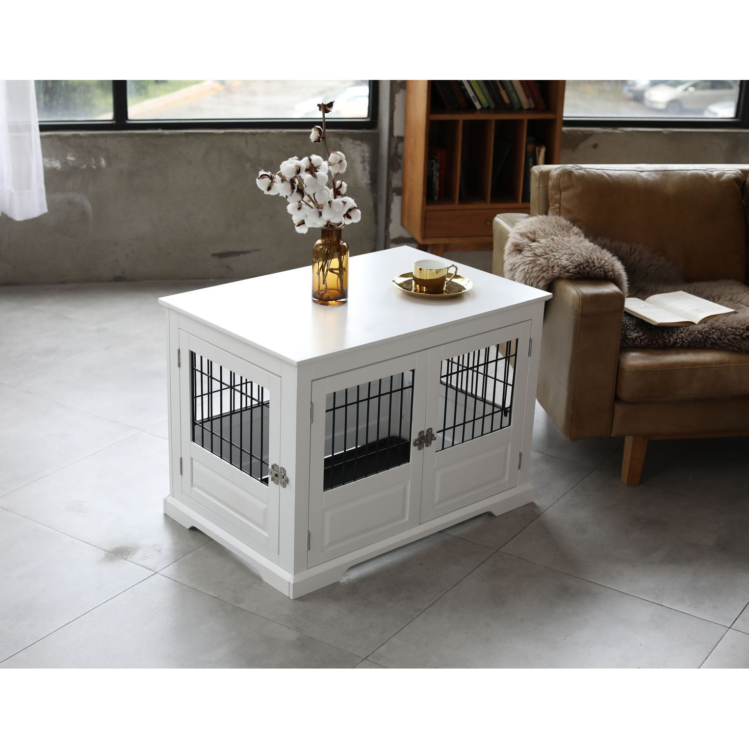 Fairview Triple Door Crate, Large, White