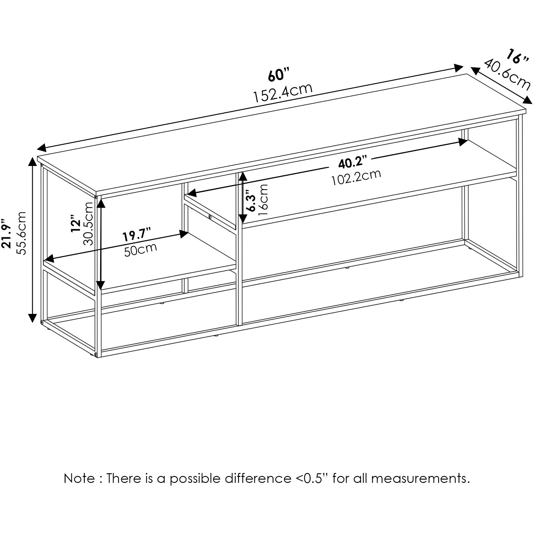 Furinno Moretti Modern Lifestyle TV Stand for TV up to 65 Inch, Columbia Walnut