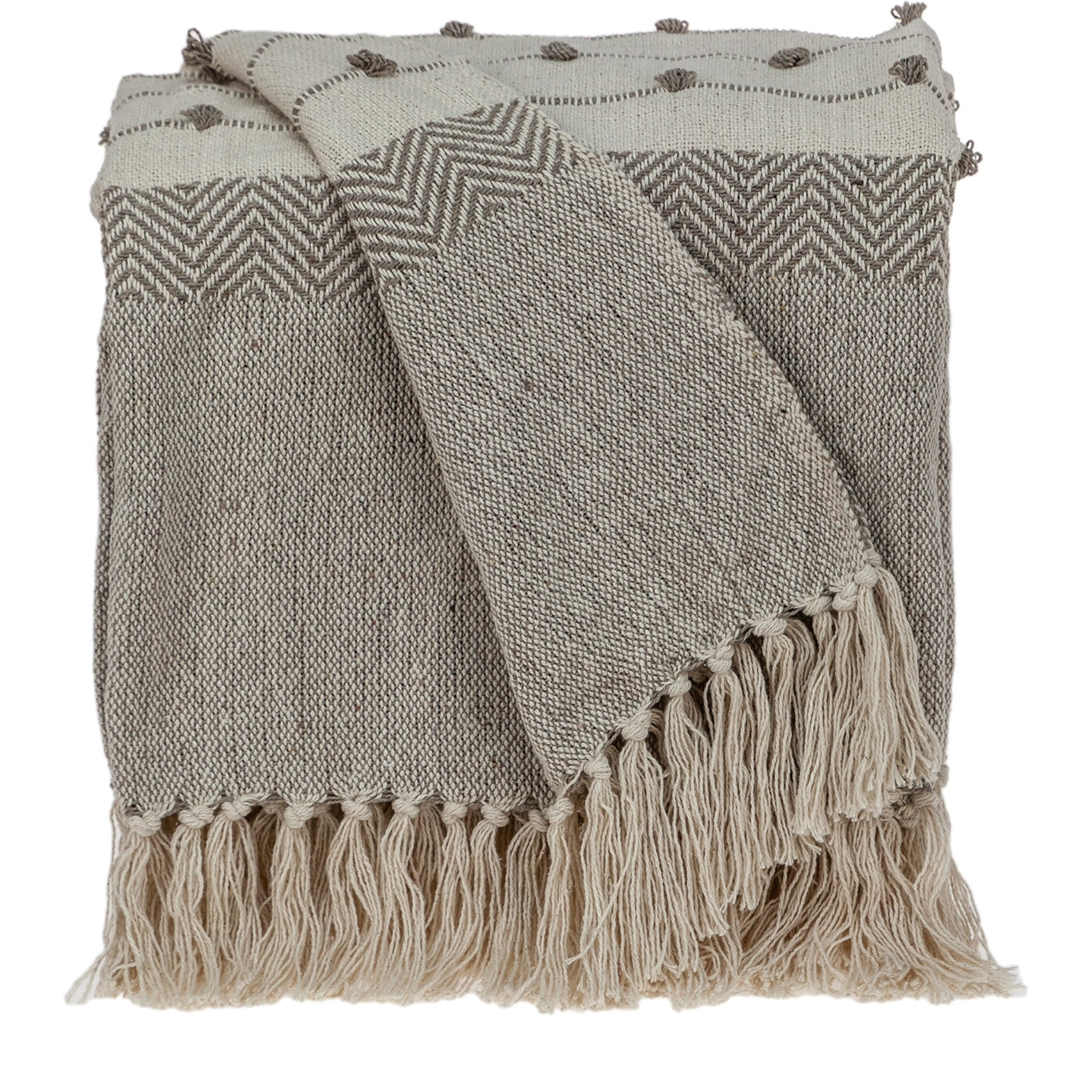 Parkland Collection Ishan Eclectic Beige 52" x 67" Woven Handloom Throw