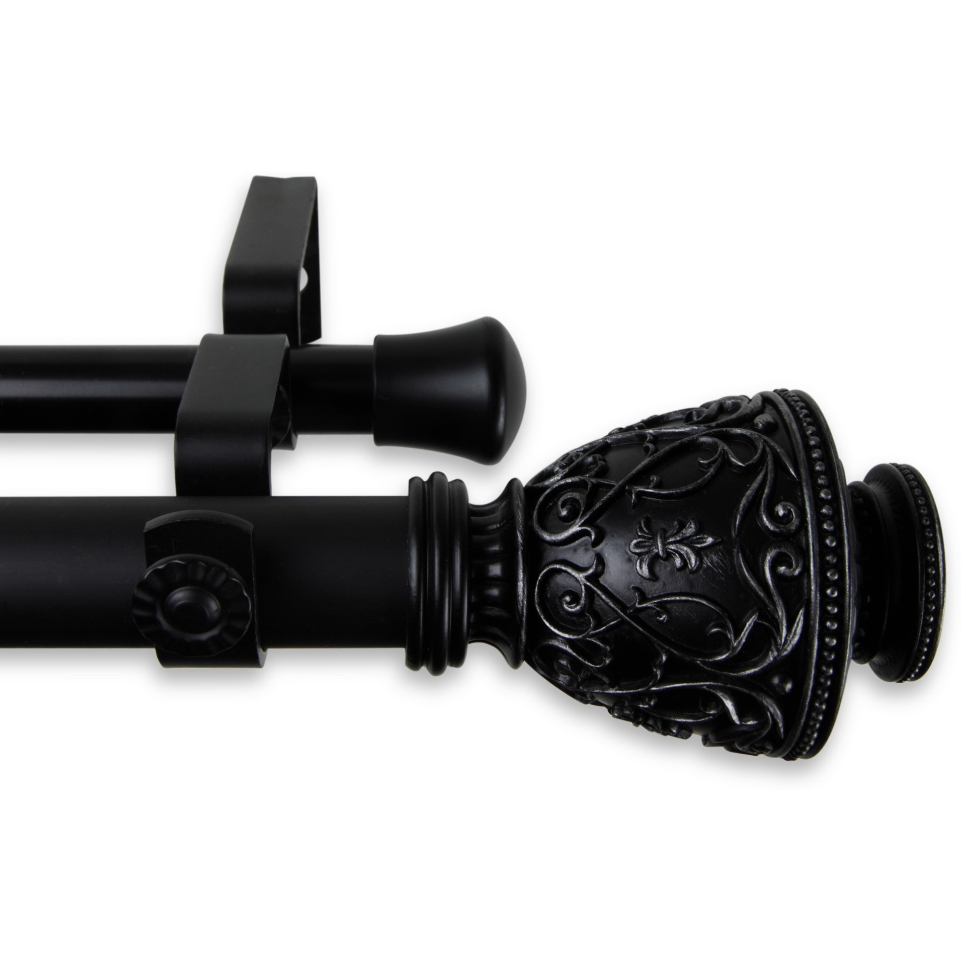 Virginia Double Curtain Rod 1 inch 66-120 inch - Black
