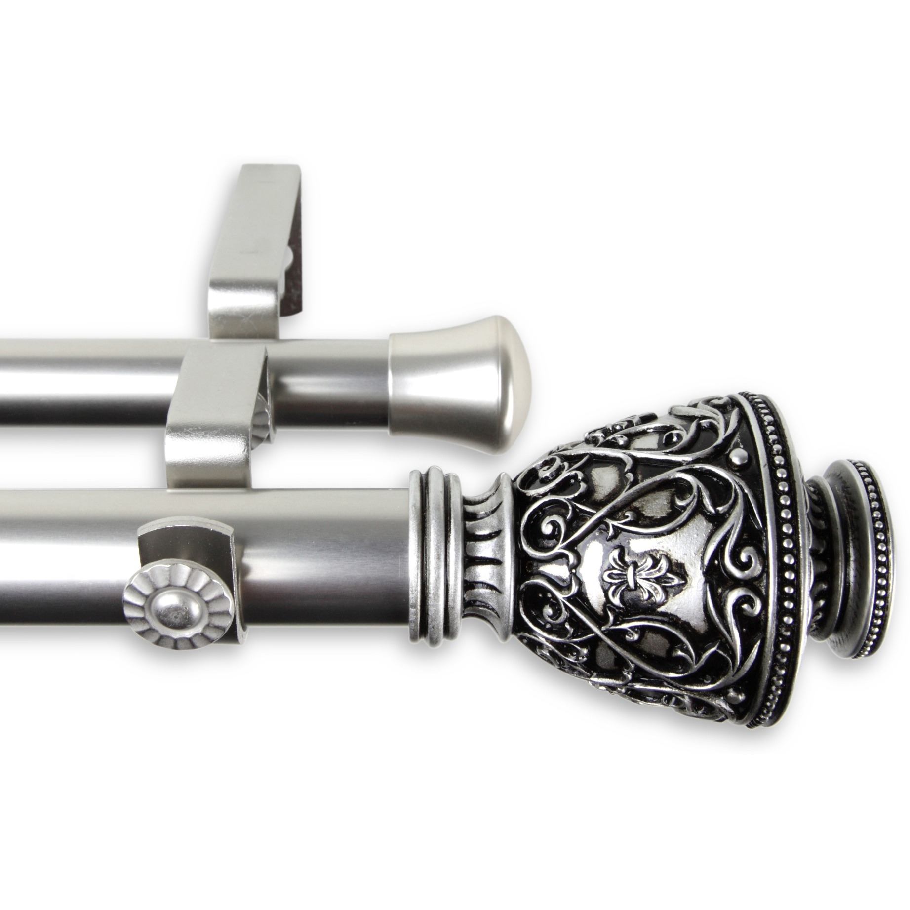 Virginia Double Curtain Rod 1 inch 120-170 inch - Satin Nickel