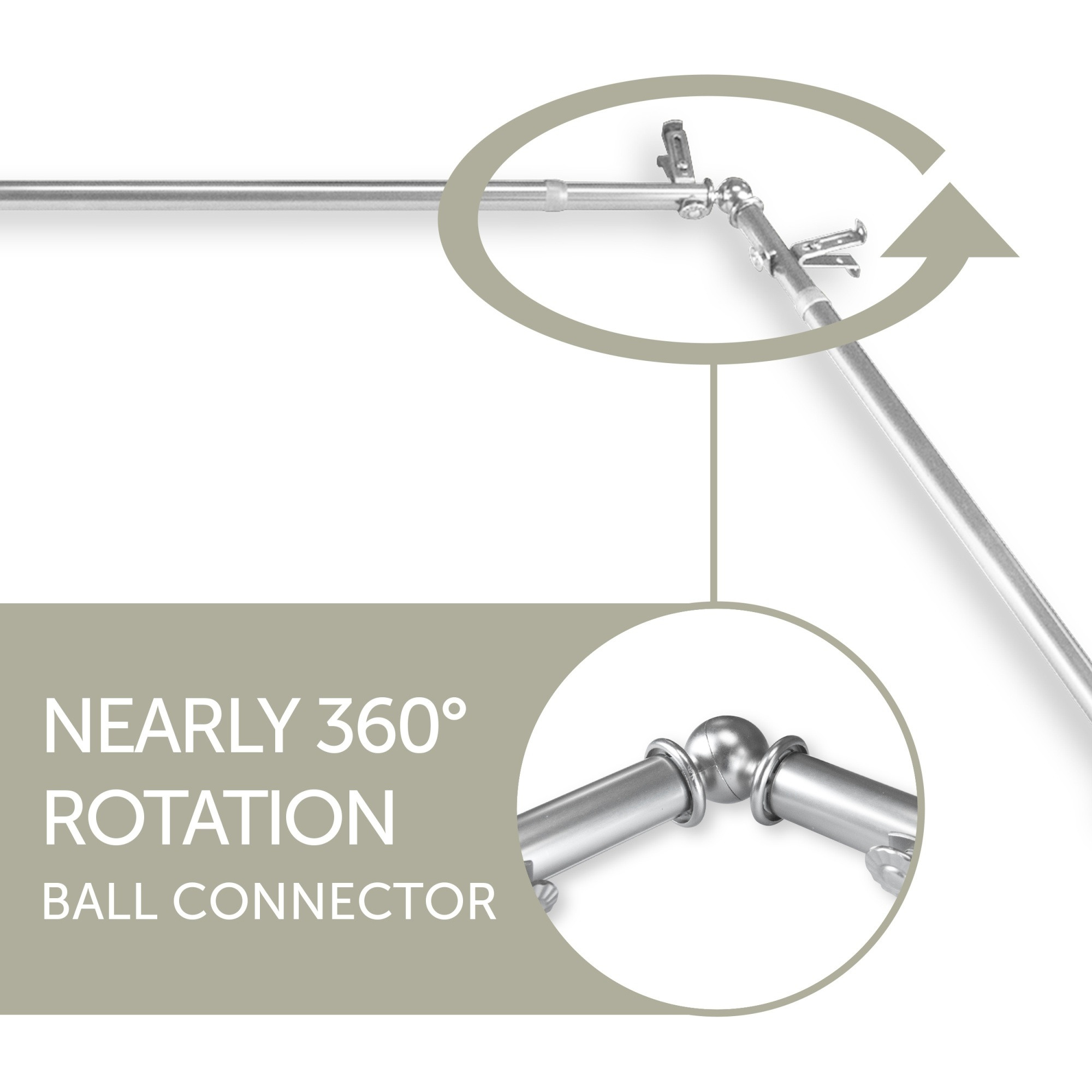 Cilla Corner WIndow Curtain Rod 13/16 inch 28-48" - Satin Nickel