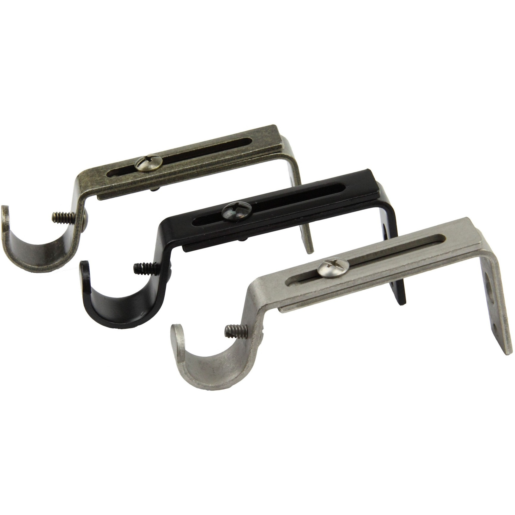 13/16 inch Rod Single Bracket Pair - 4" - 5-1/2" Adjustable - Satin Nickel