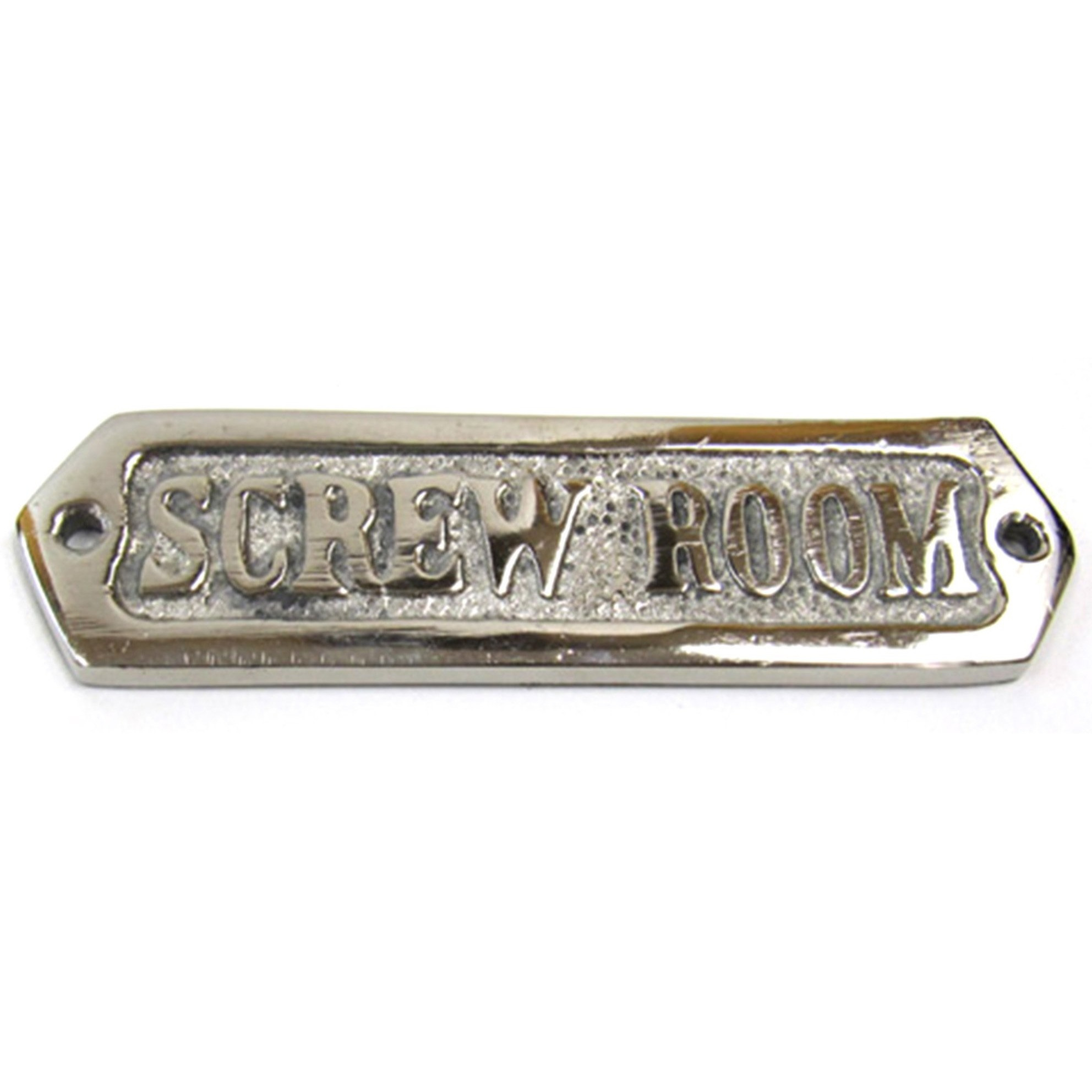 Chrome Plated Sign &quotSCREW ROOM"