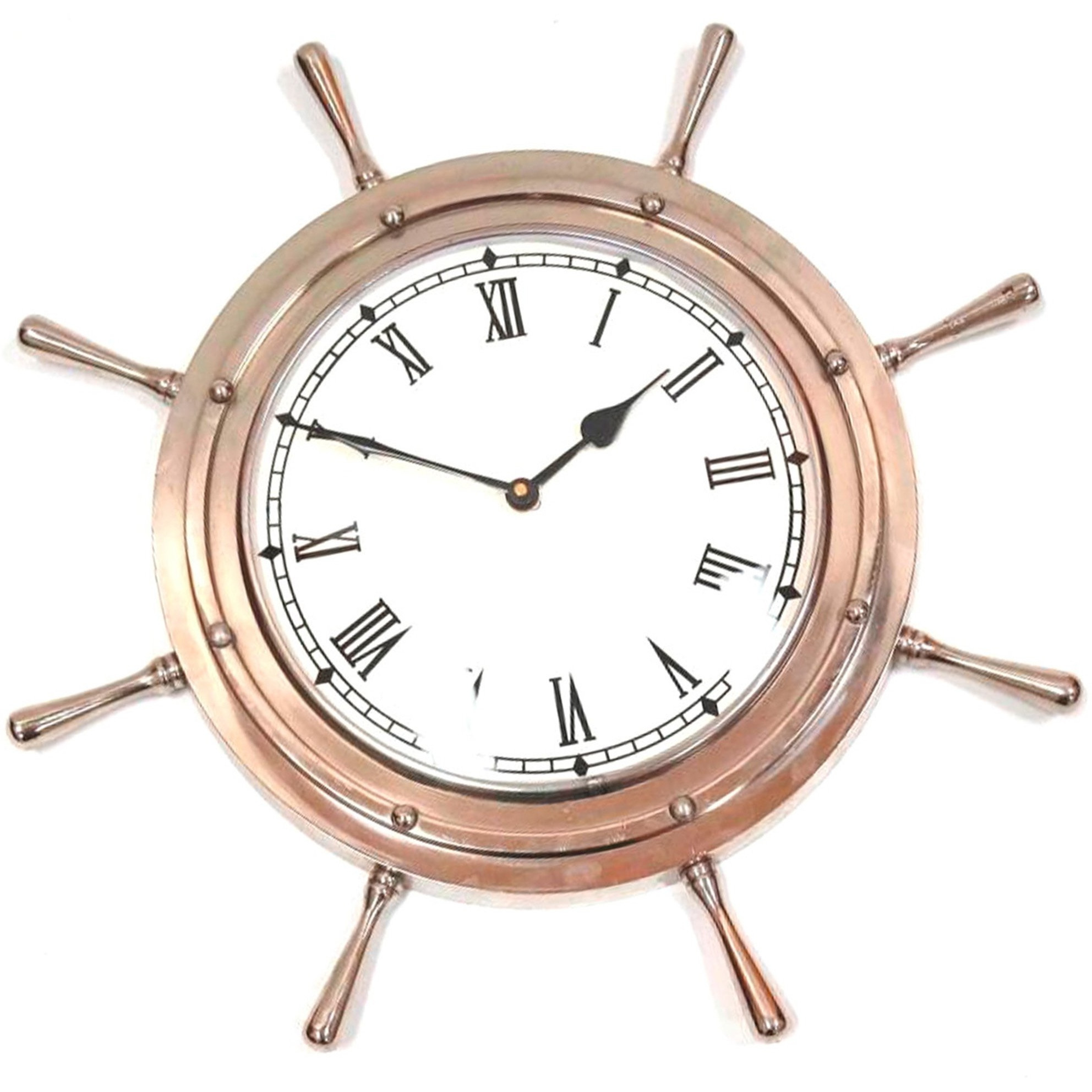 Aluminum Ship Wheel Clock (7082), 18"