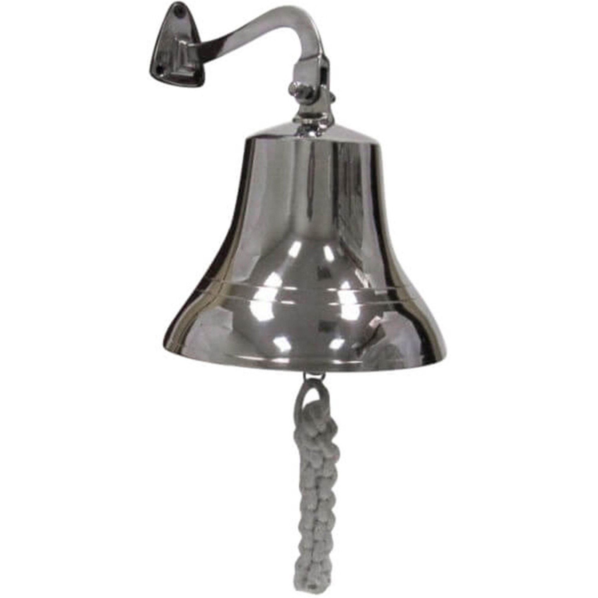 Silver Aluminum Ship Bell with Rope, 7"