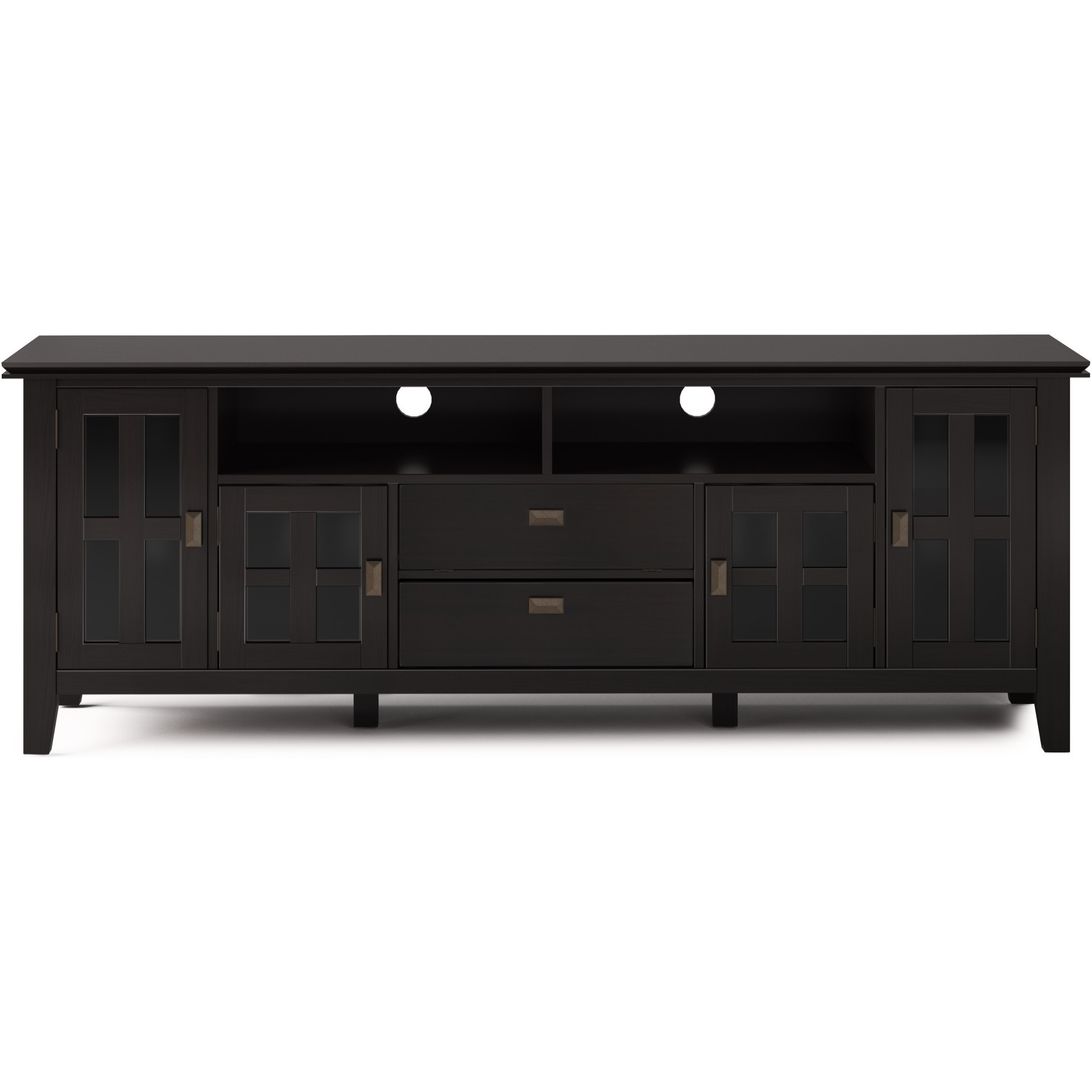 Artisan SOLID WOOD 72 inch Wide Transitional TV Media Stand in Hickory Brown For TVs up to 80 inches