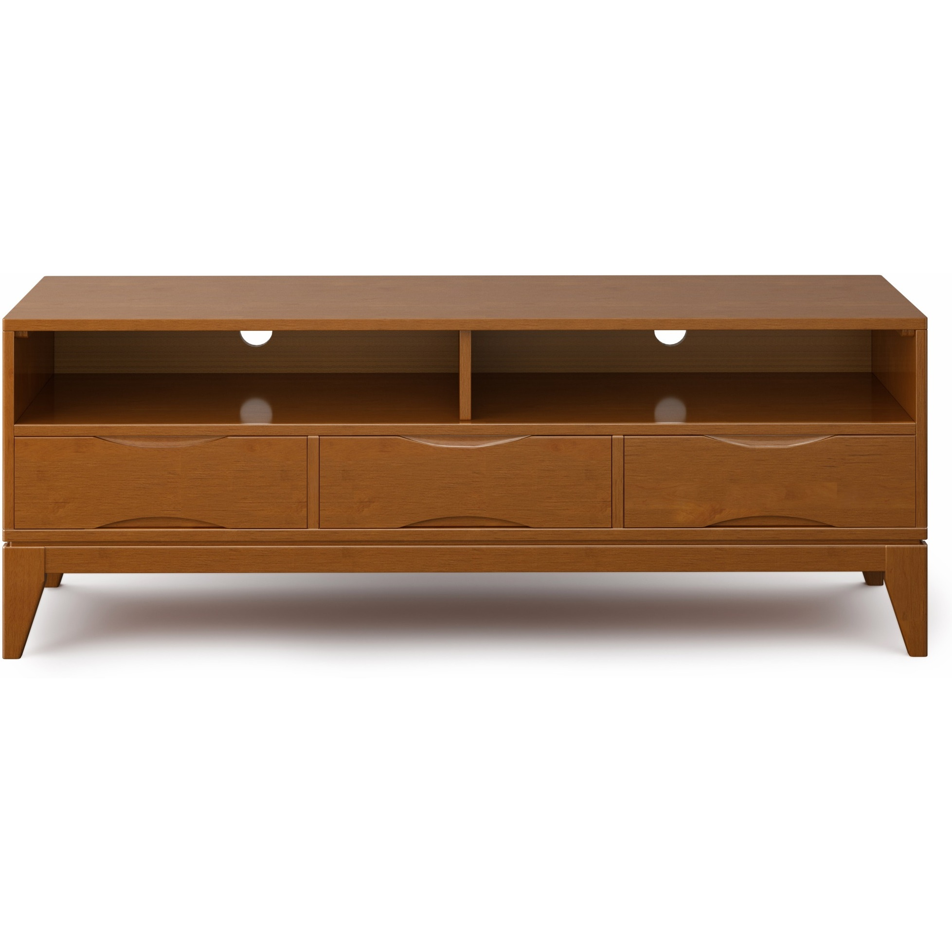 Harper SOLID HARDWOOD 60 inch Wide Mid-Century Modern TV Media Stand in Teak Brown For TVs up to 65 inches