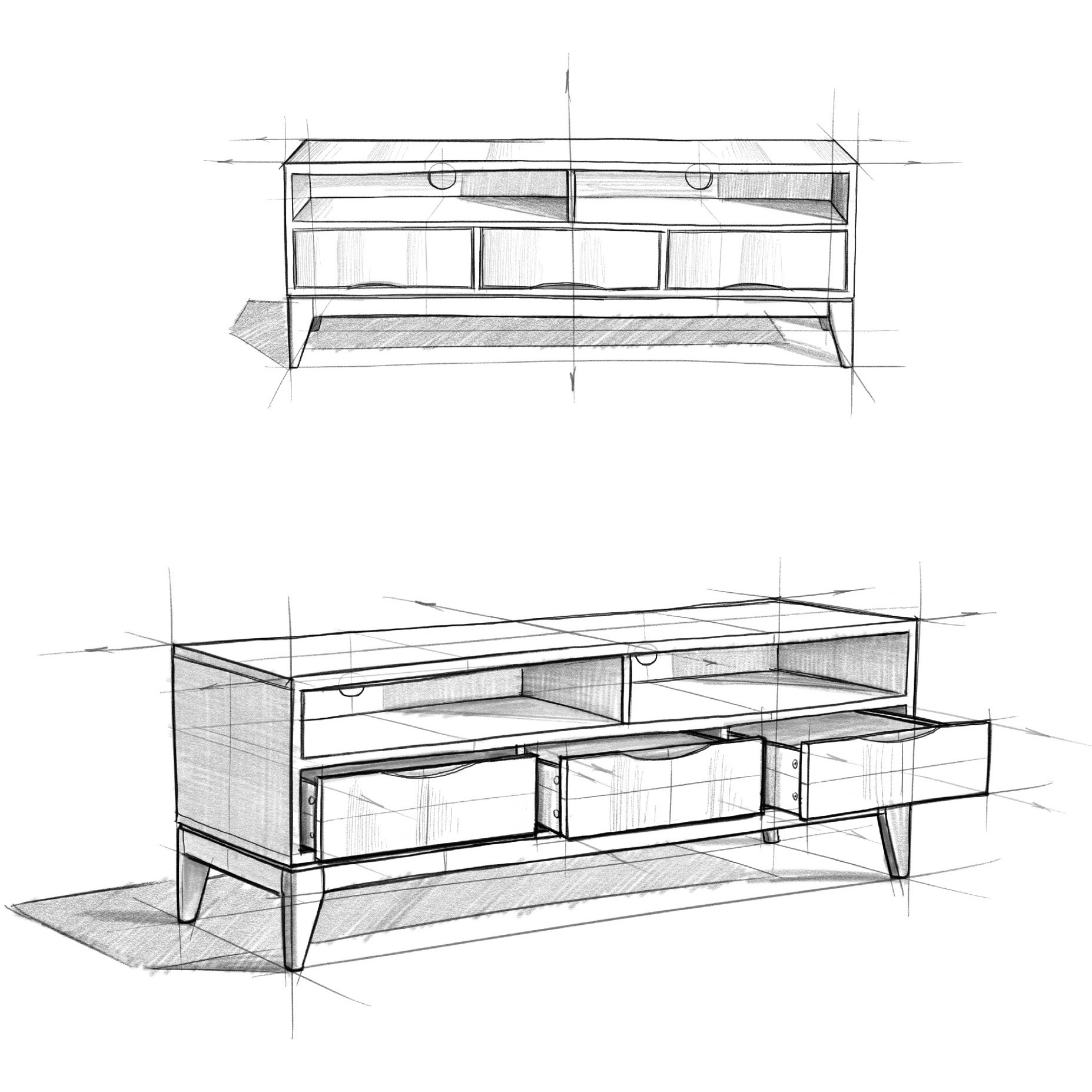 Harper SOLID HARDWOOD 60 inch Wide Mid-Century Modern TV Media Stand in Teak Brown For TVs up to 65 inches