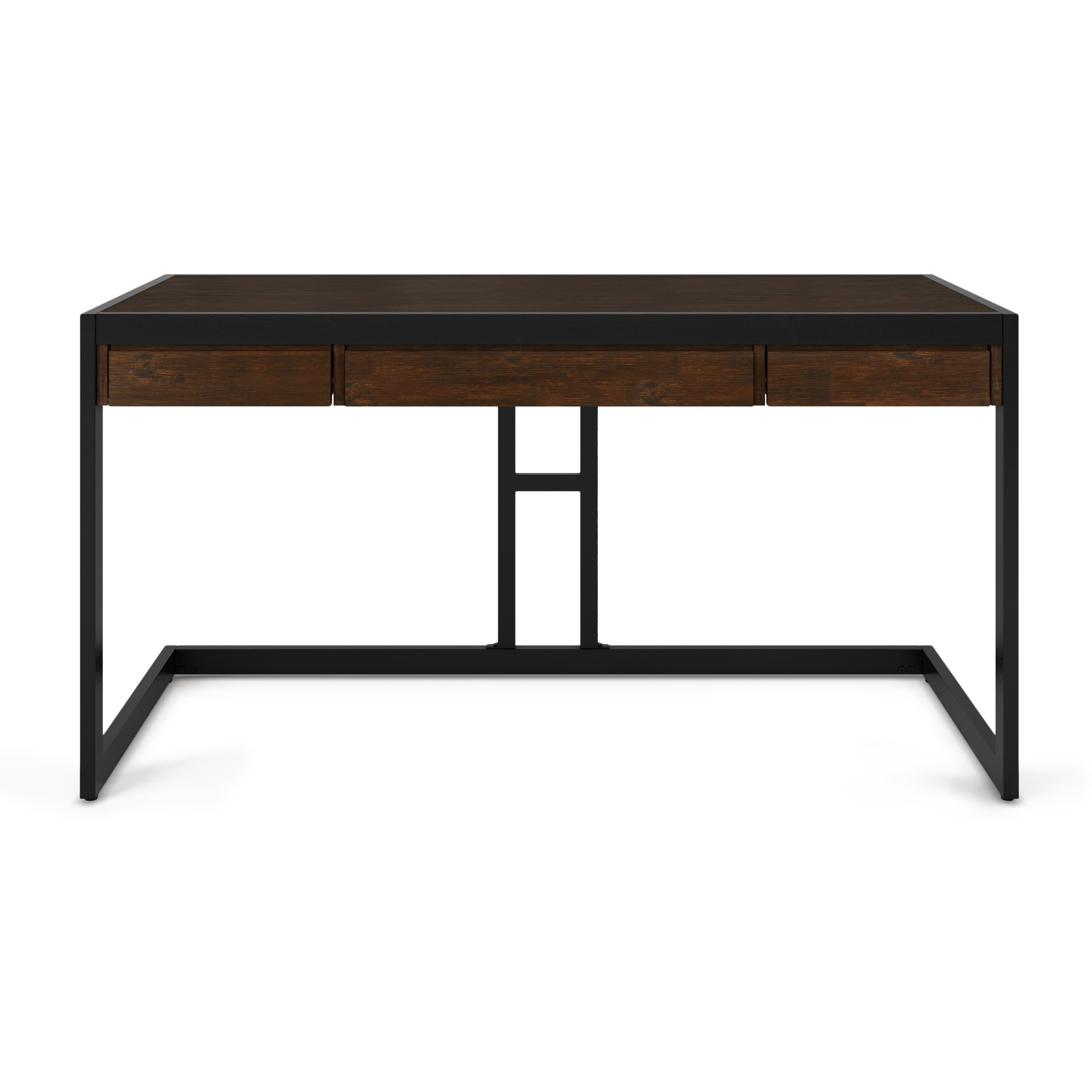 Erina SOLID ACACIA WOOD Industrial 60 inch Wide Writing Office Desk in Farmhouse Brown