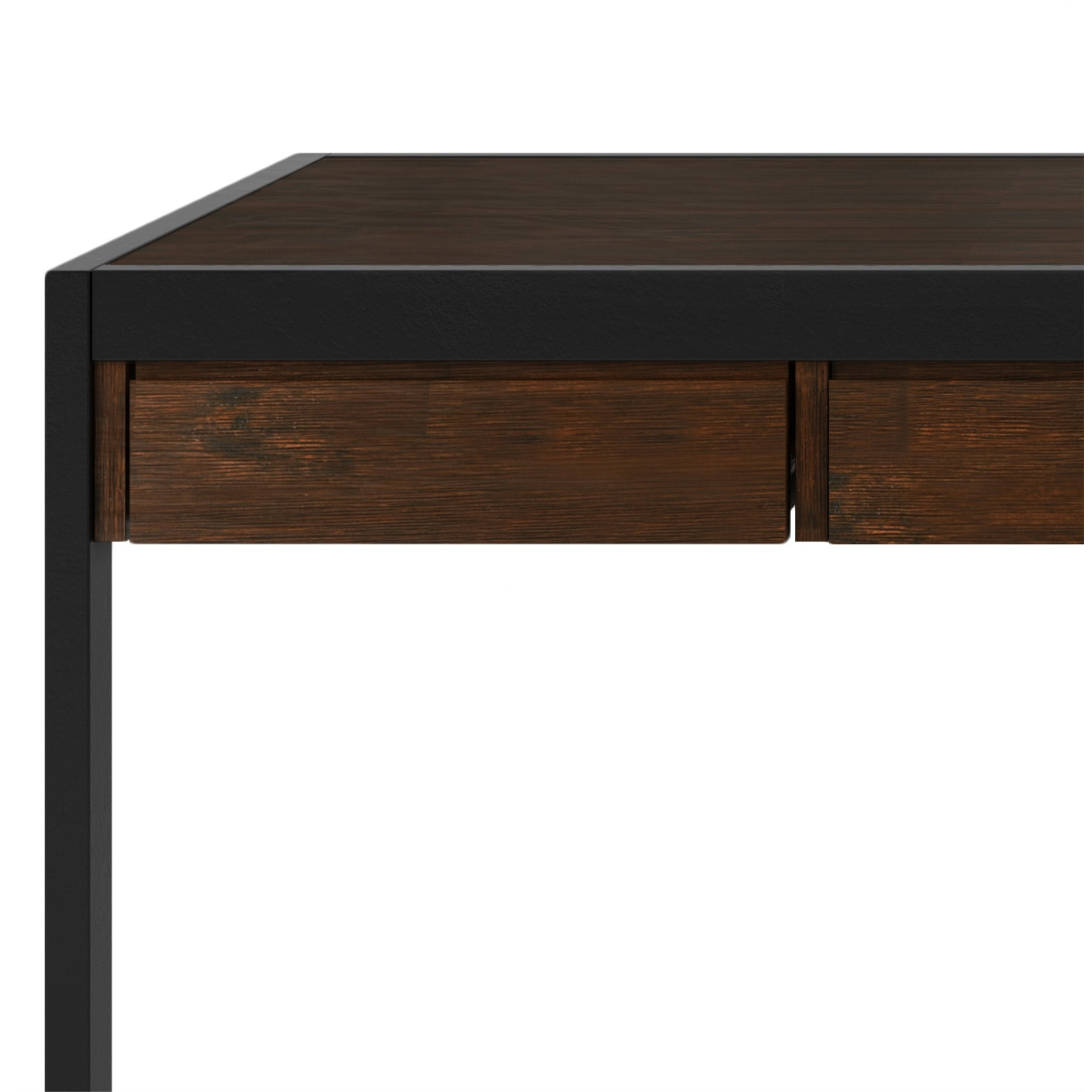 Erina SOLID ACACIA WOOD Industrial 60 inch Wide Writing Office Desk in Farmhouse Brown