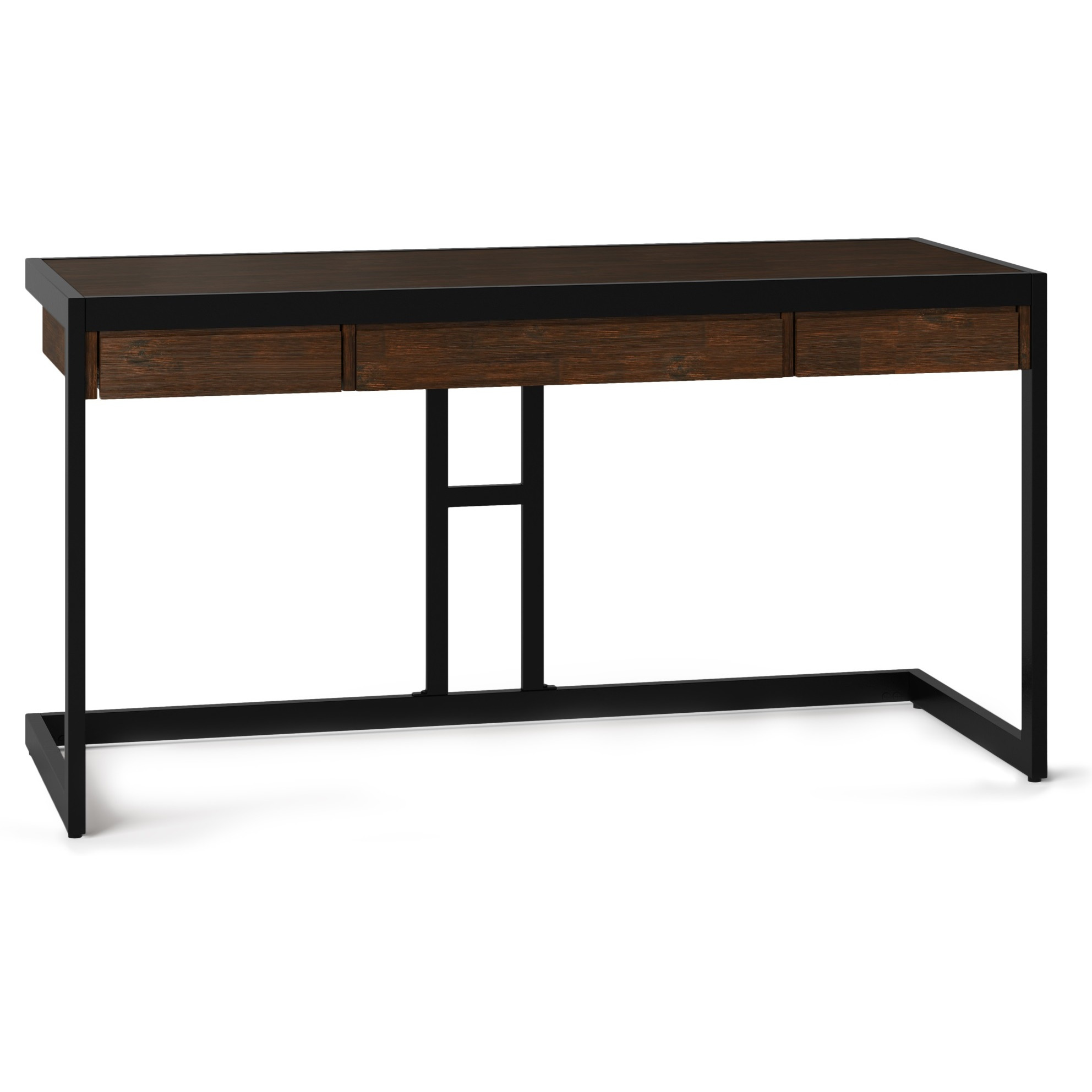 Erina SOLID ACACIA WOOD Industrial 60 inch Wide Writing Office Desk in Farmhouse Brown