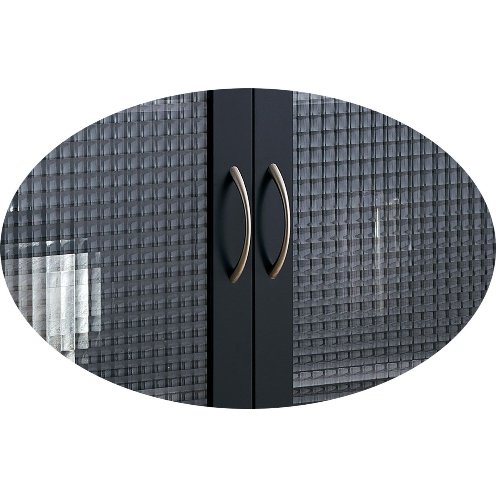 Delancey 2 Door Accent Display Storage Cabinet With Adjustable Shelves, Black Wood & Frosted Glass, Contemporary