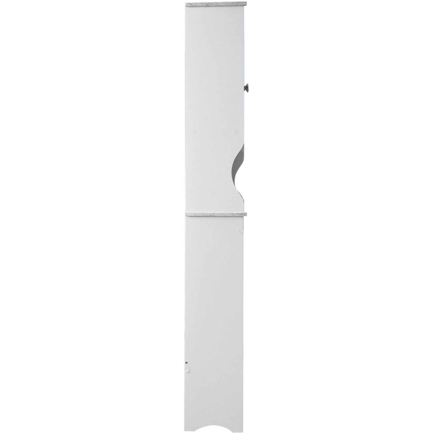 Trevita Freestanding Over The Toilet Bathroom Space Saver Organizer With Storage Cabinet, Adjustable Shelf & Open Shelf, White & Marble Wood, Contemporary