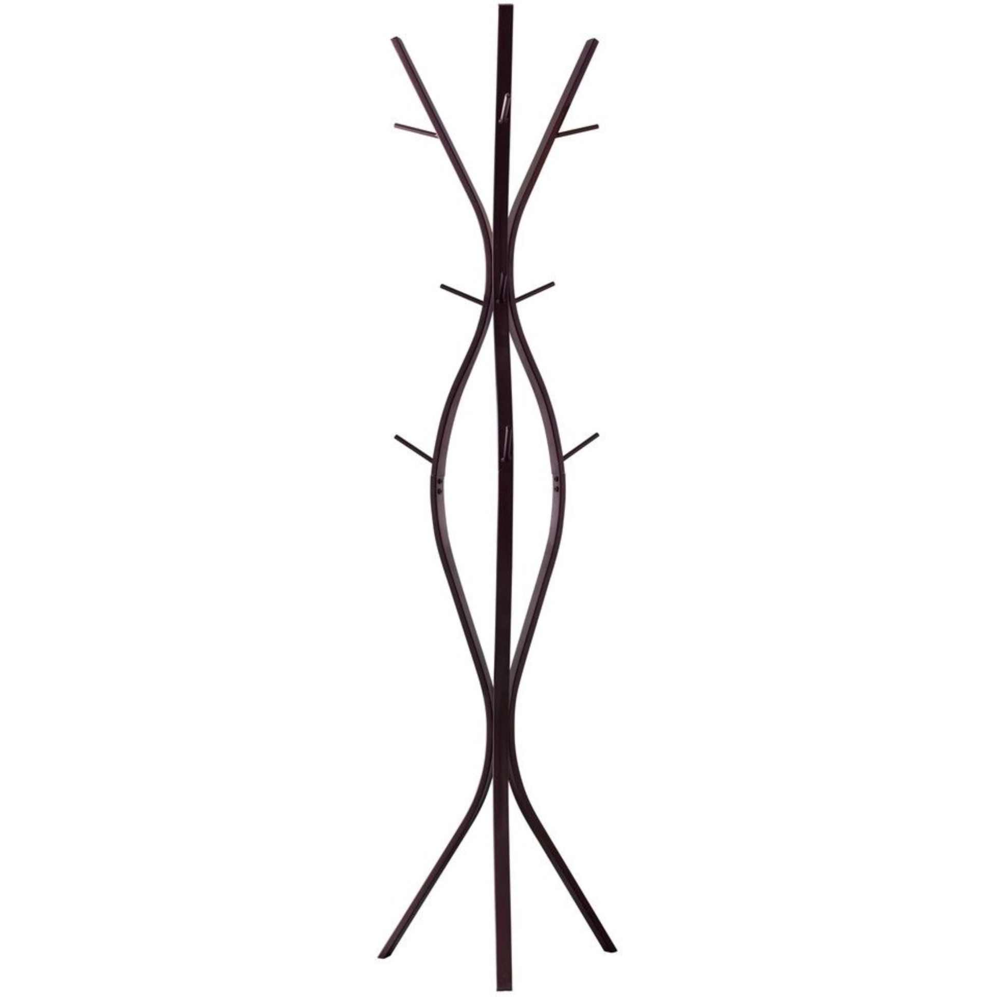 Iowa Twiggy Coat & Hat Rack Stand, Bronze Metal, 12 Hooks, 72&quotH, Transitional