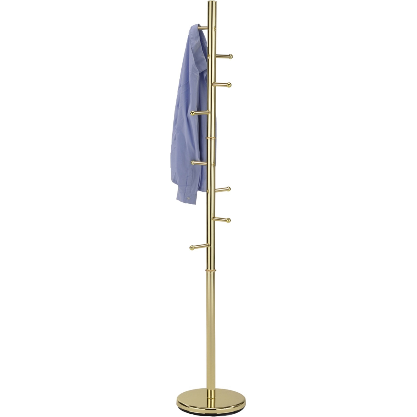 Pevensey Entryway 8 Hook Freestanding Coat & Hat Rack, Brass Metal, Transitional