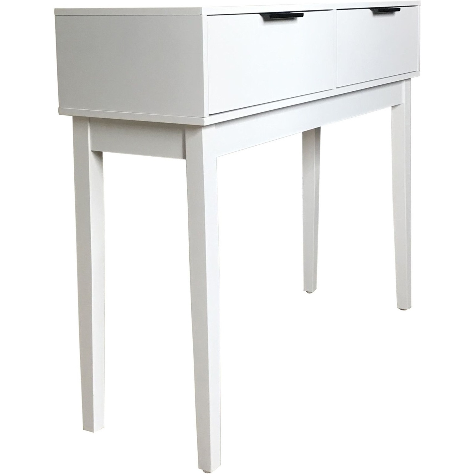 Patrick Entryway Console Sofa Table With 2 Storage Drawers, White Wood, Modern