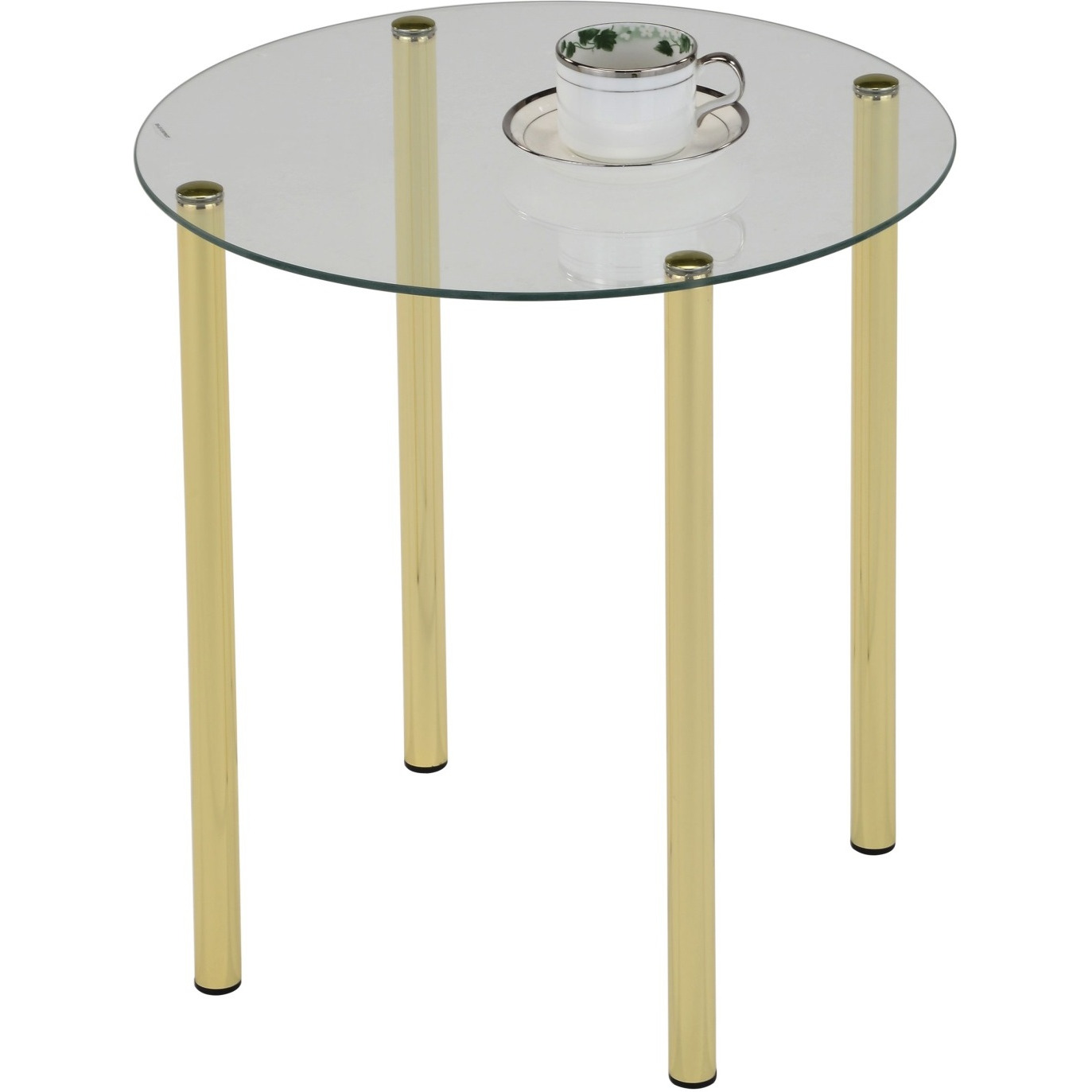 Worcester 18" Round Modern Accent Side End Table, Brass Metal & Glass