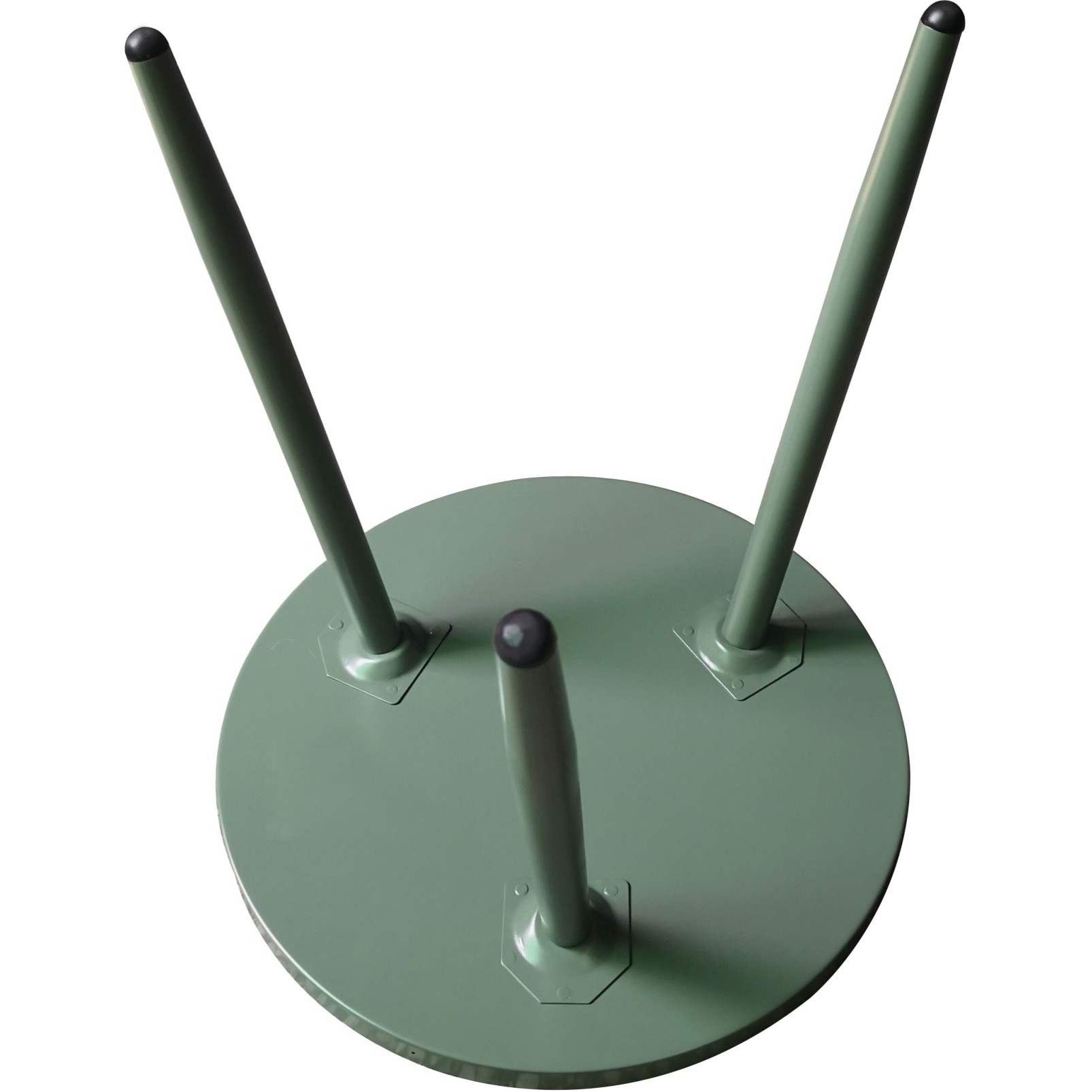 Scranton 3 Legged Side End Accent Table, 16" Round, Green Metal, Modern