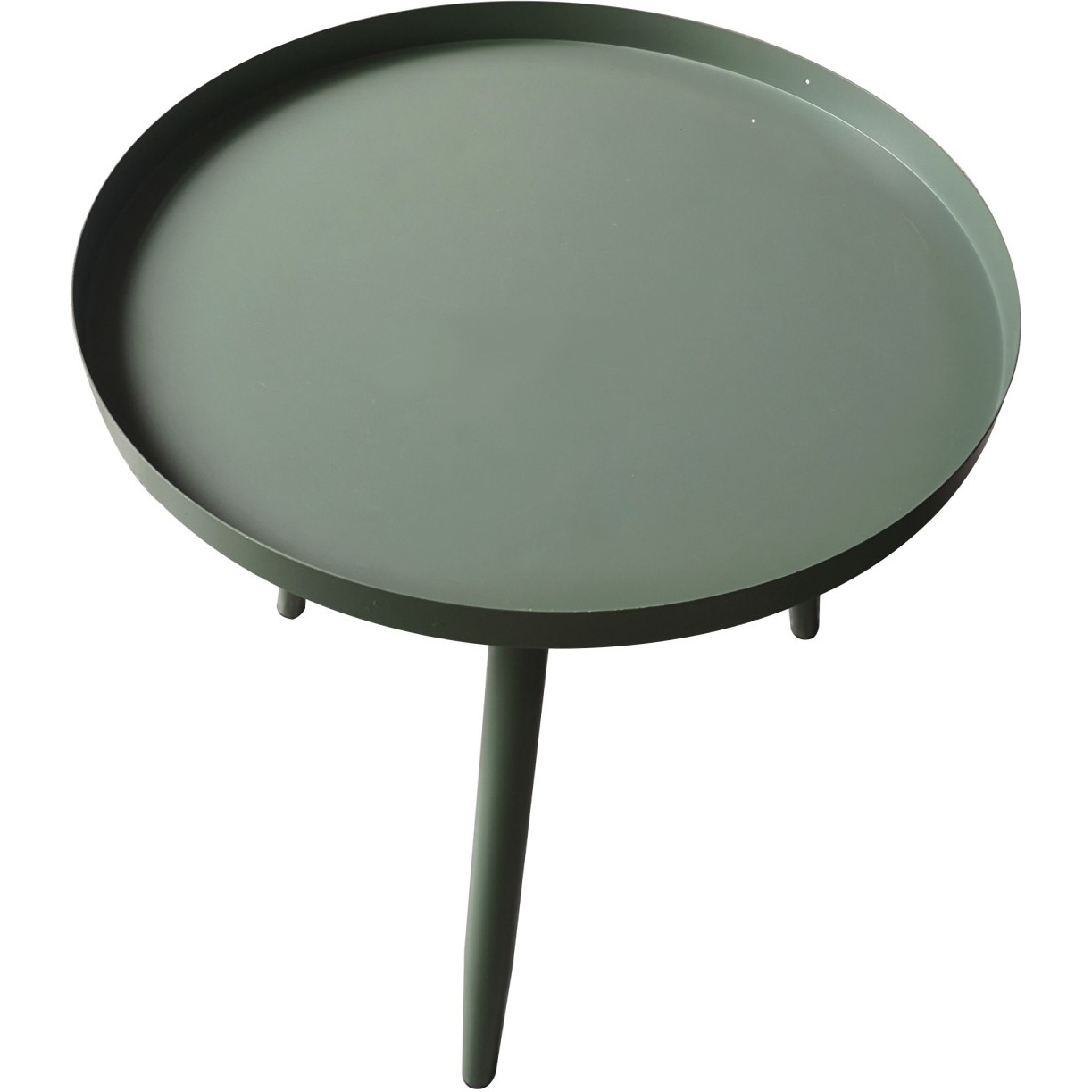 Scranton 3 Legged Side End Accent Table, 16" Round, Green Metal, Modern