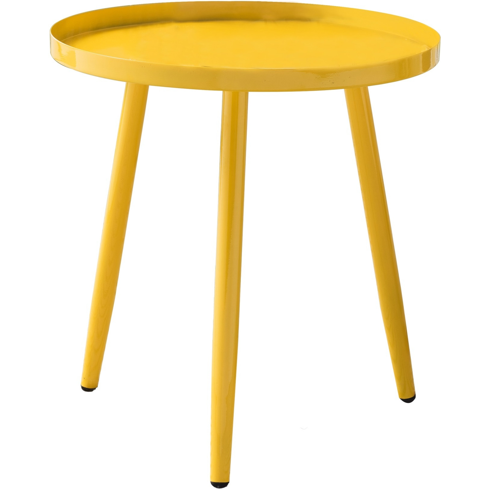Scranton 3 Legged Side End Accent Table, 16" Round, Yellow Metal, Modern