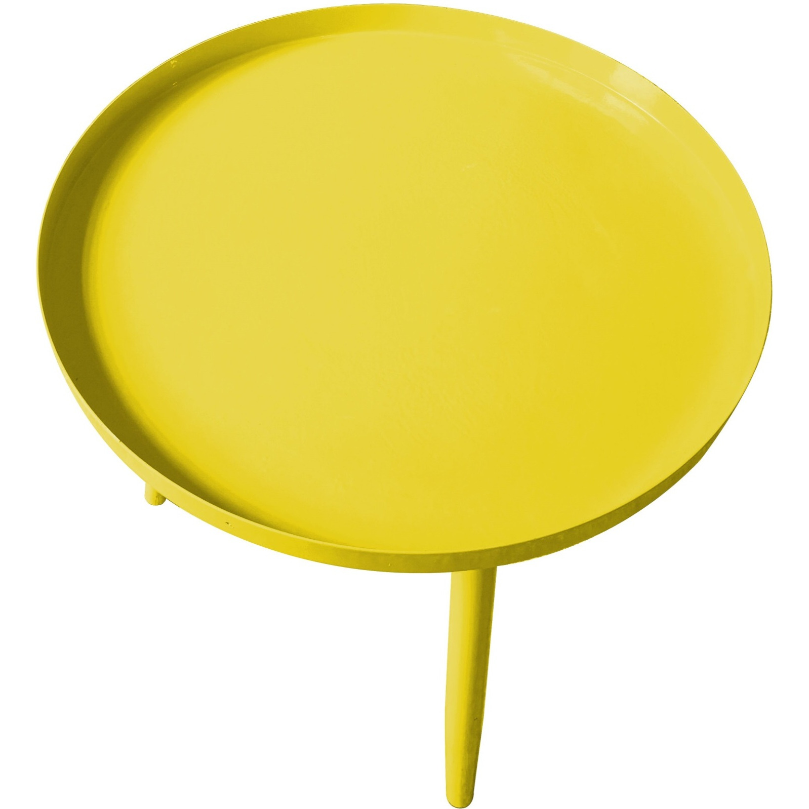 Scranton 3 Legged Side End Accent Table, 16" Round, Yellow Metal, Modern